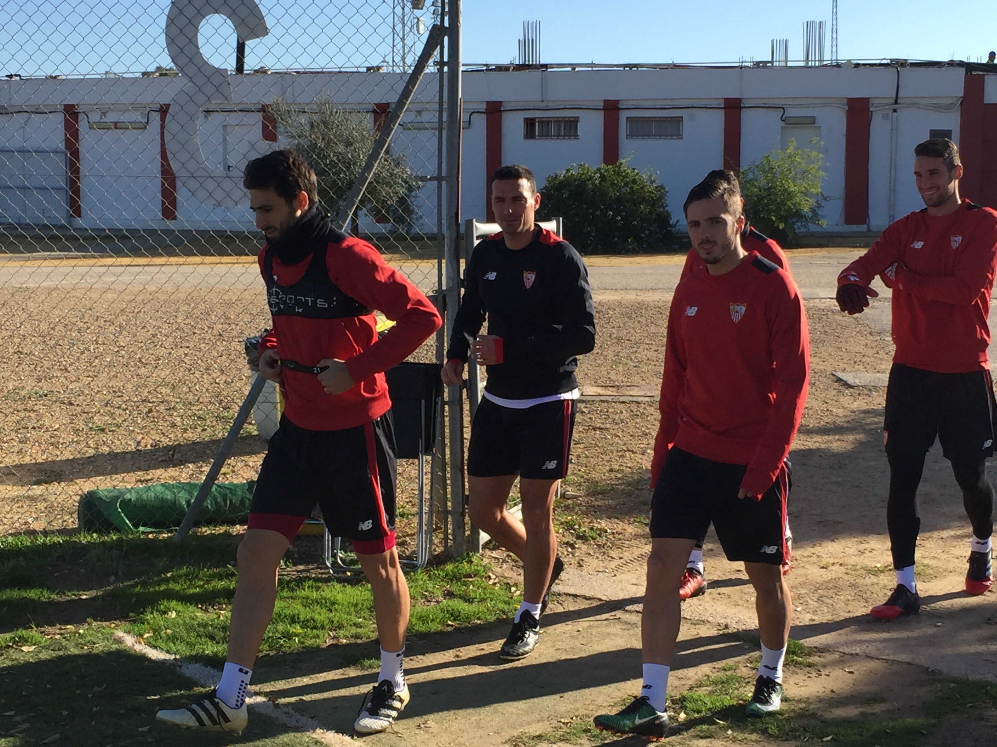Los jugadores del Sevilla FC en el entrenamiento 
