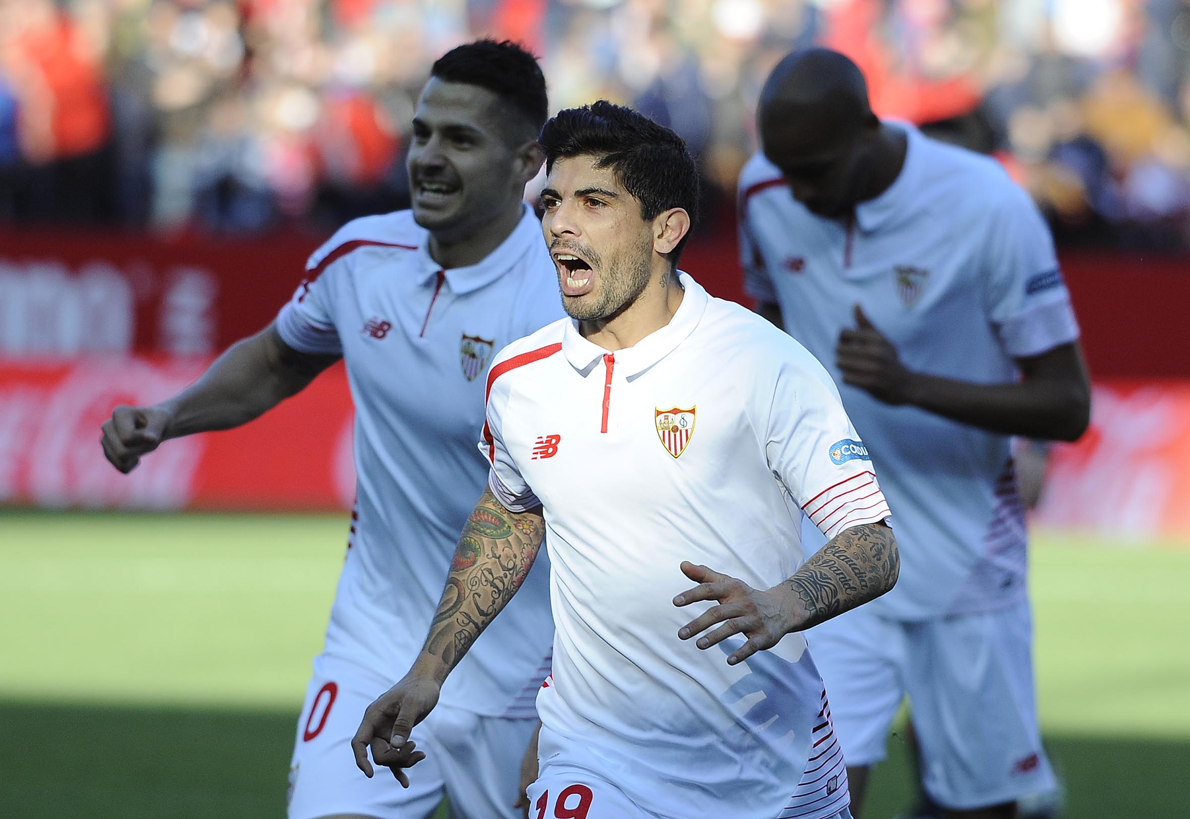 Celebración gol de Banega en el Sevilla FC-UD Las Palmas