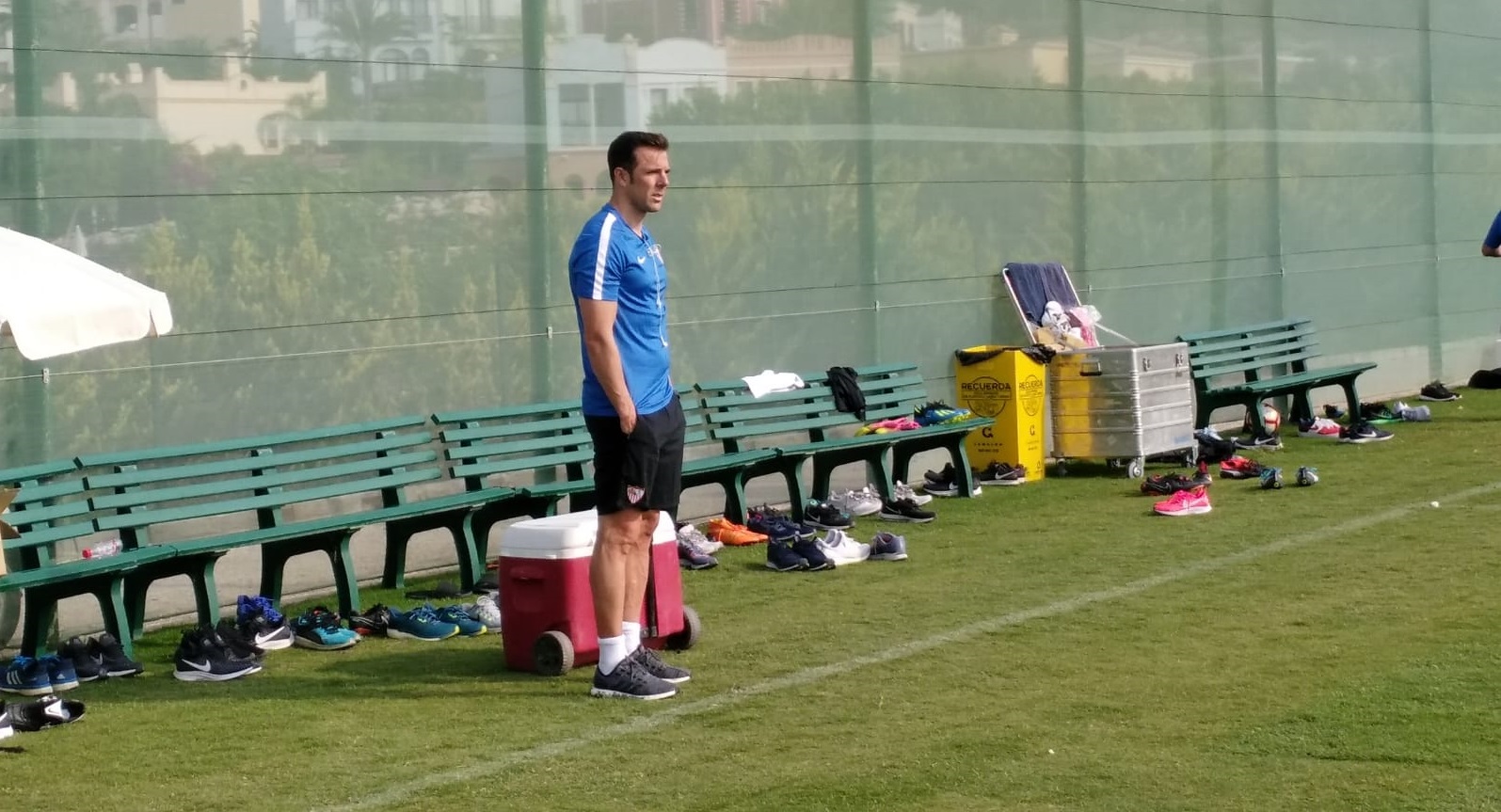 Carlos Marchena, con el Sevilla FC en la concentración de Benidorm