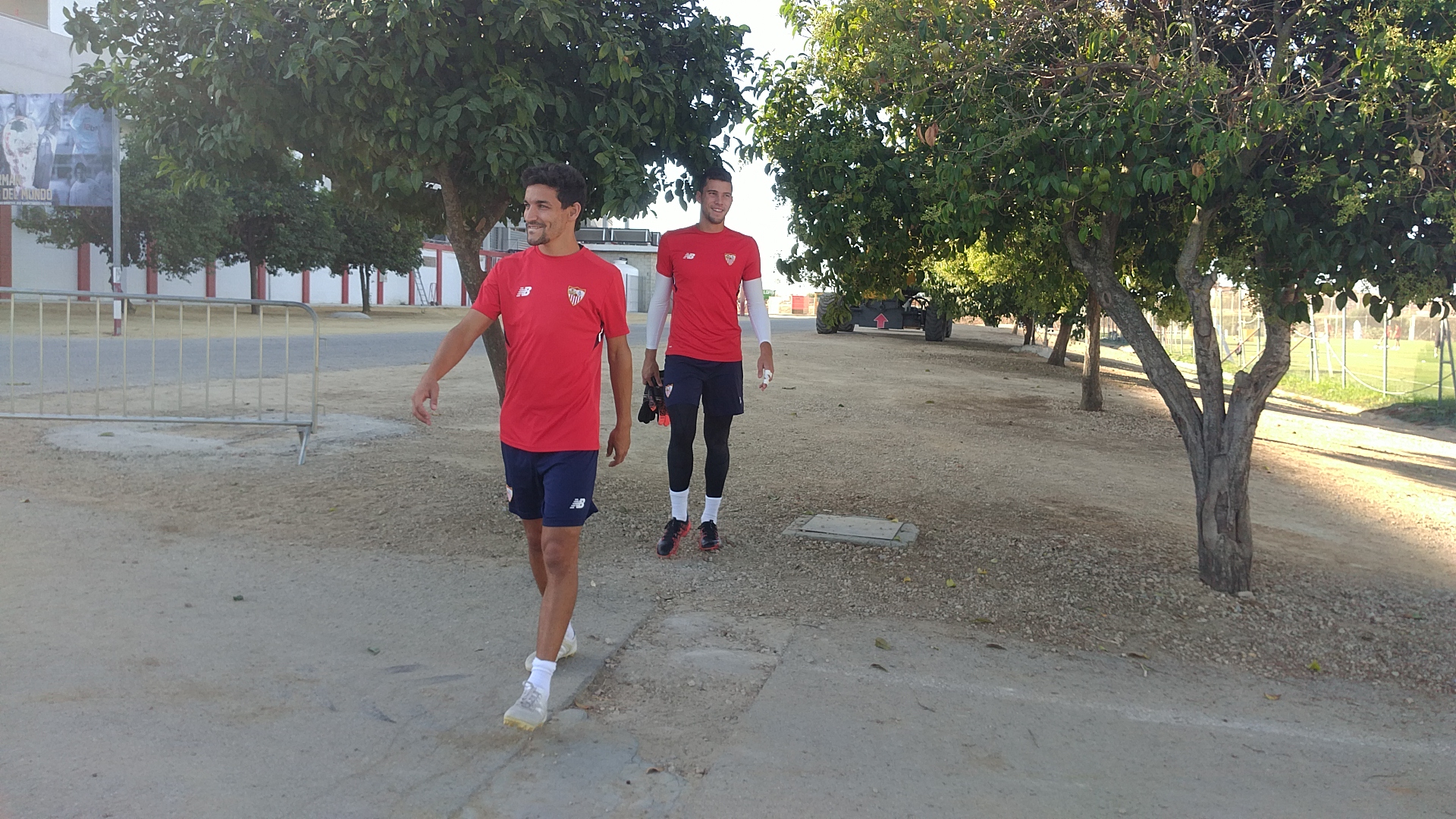 Jesús Navas and David Soria in the sports village