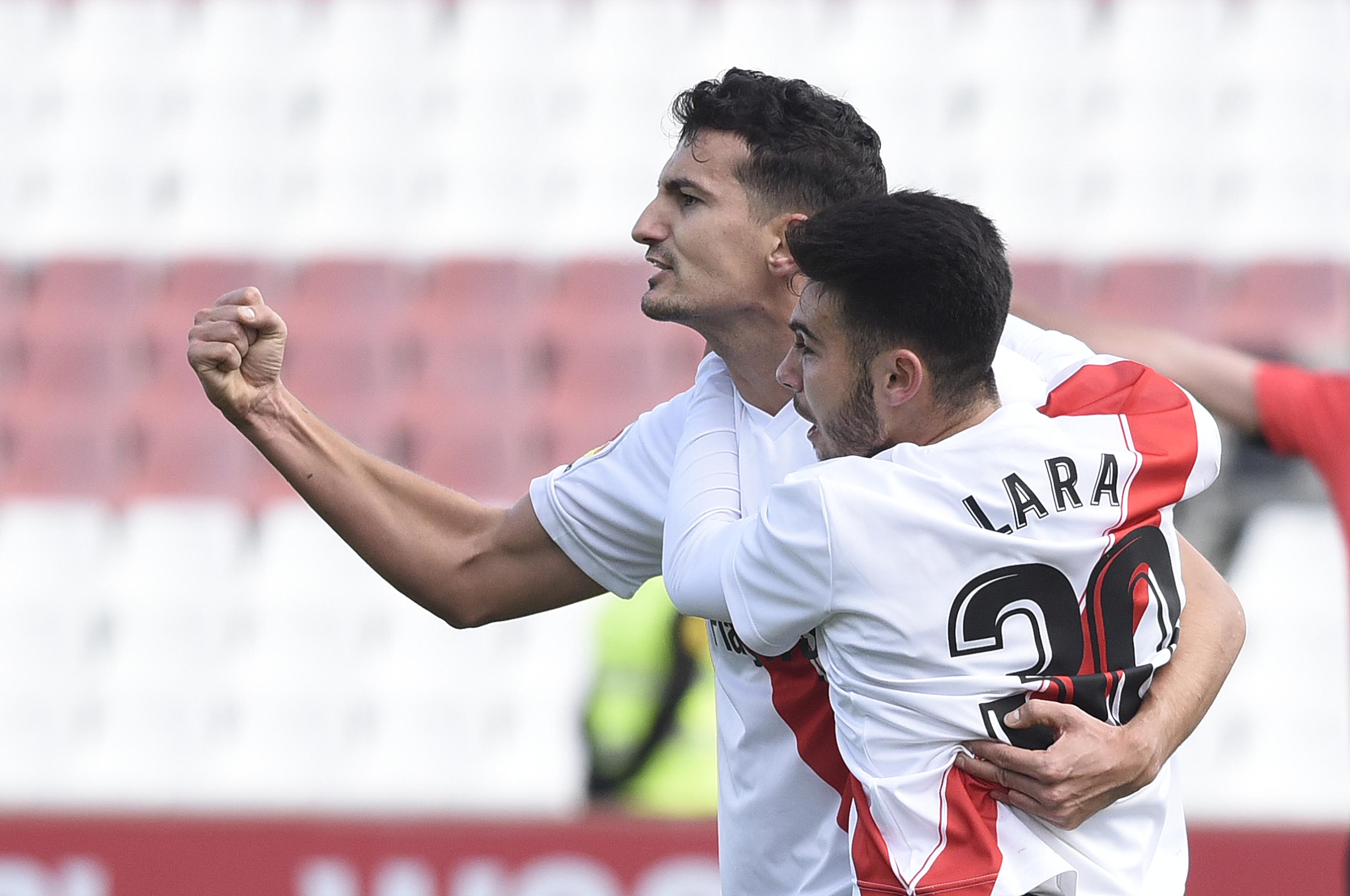 El Sevilla Atlético celebra un gol ante el Lorca