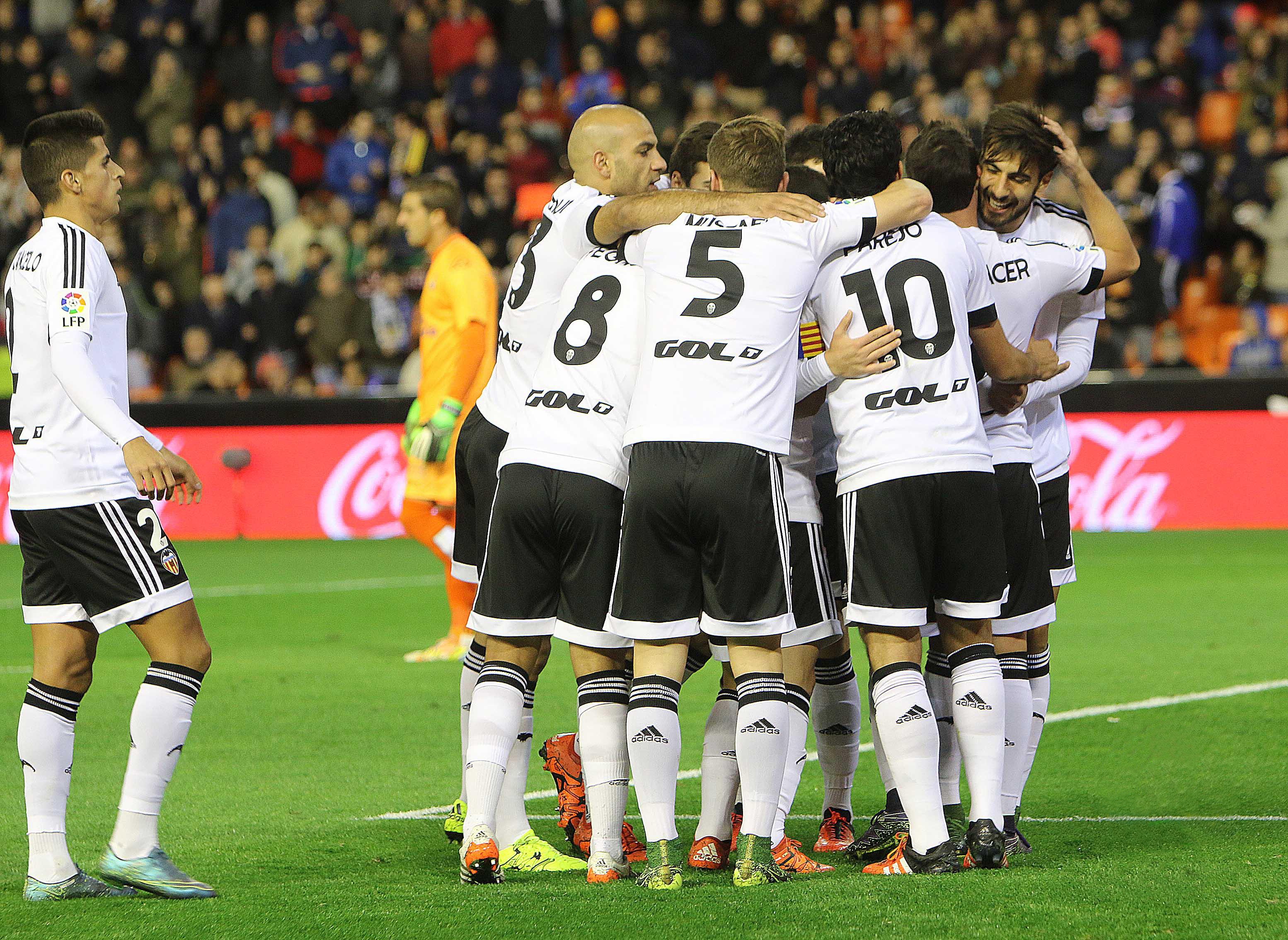 El Valencia celebra el gol a la UD Las Palmas