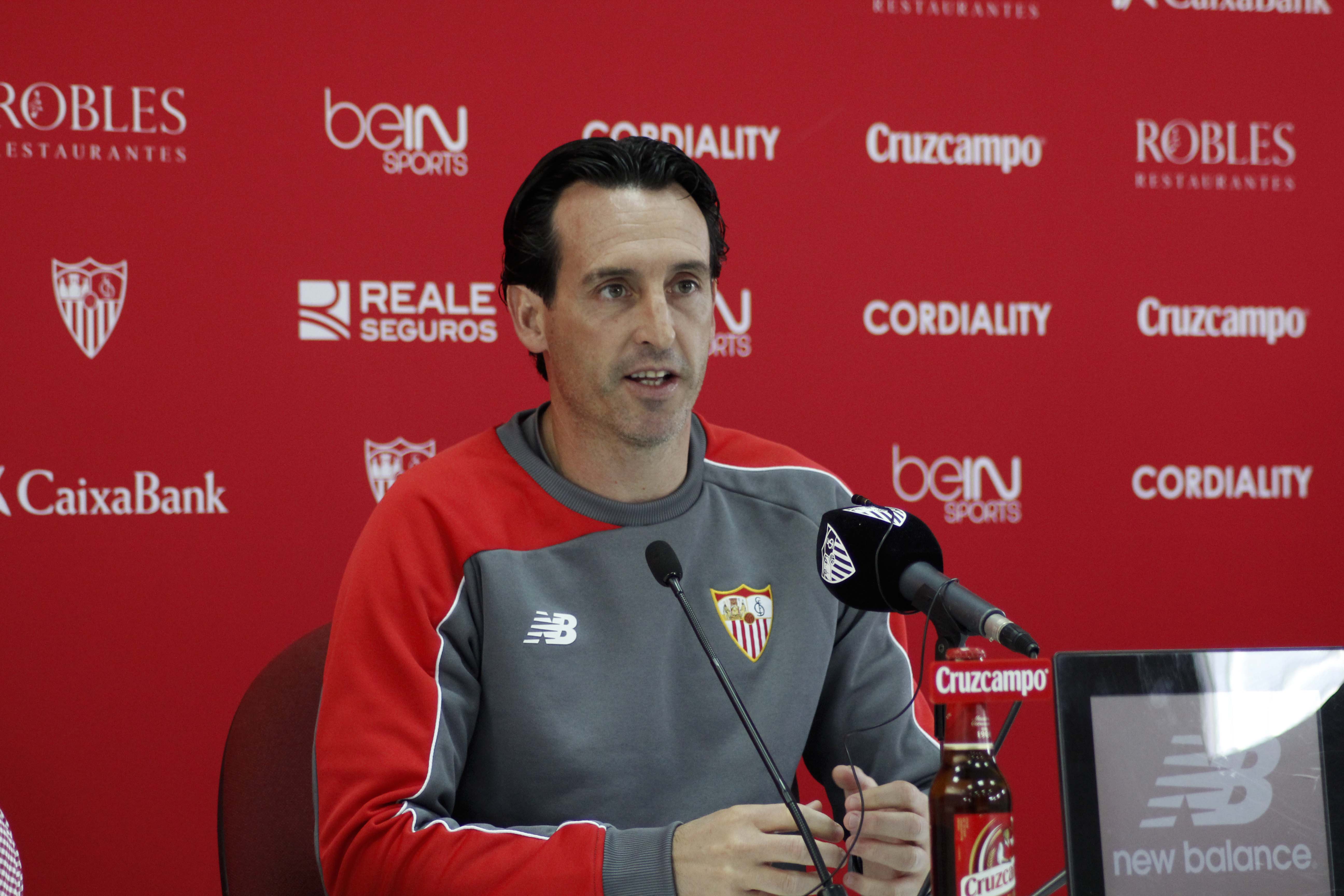 El técnico, en sala de prensa para analizar el Real Sociedad-Sevilla FC