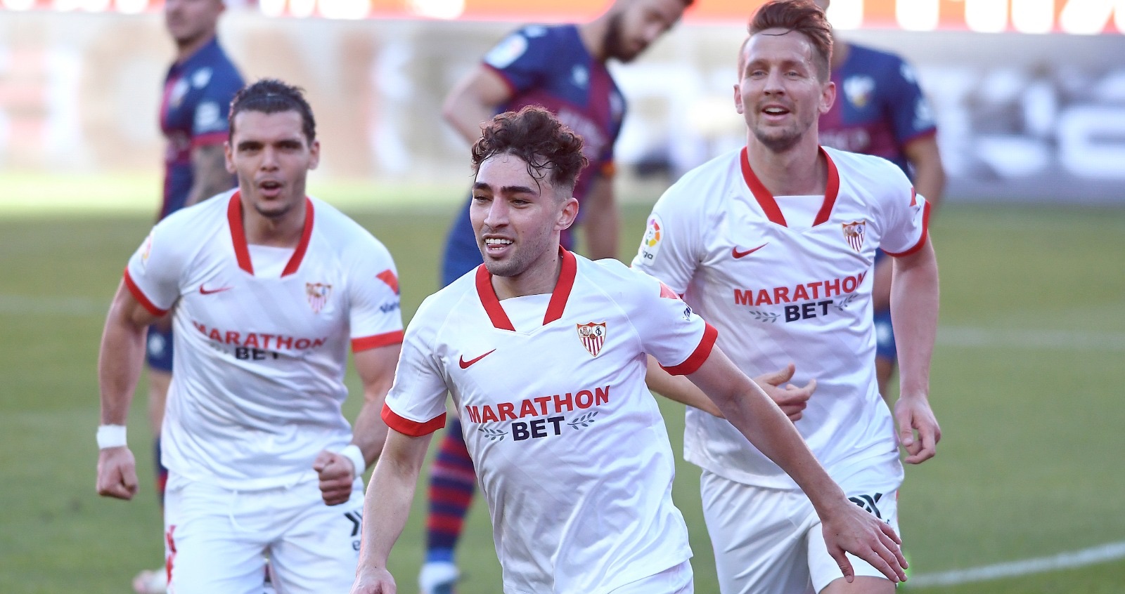 Munir celebrates his goal against SD Huesca