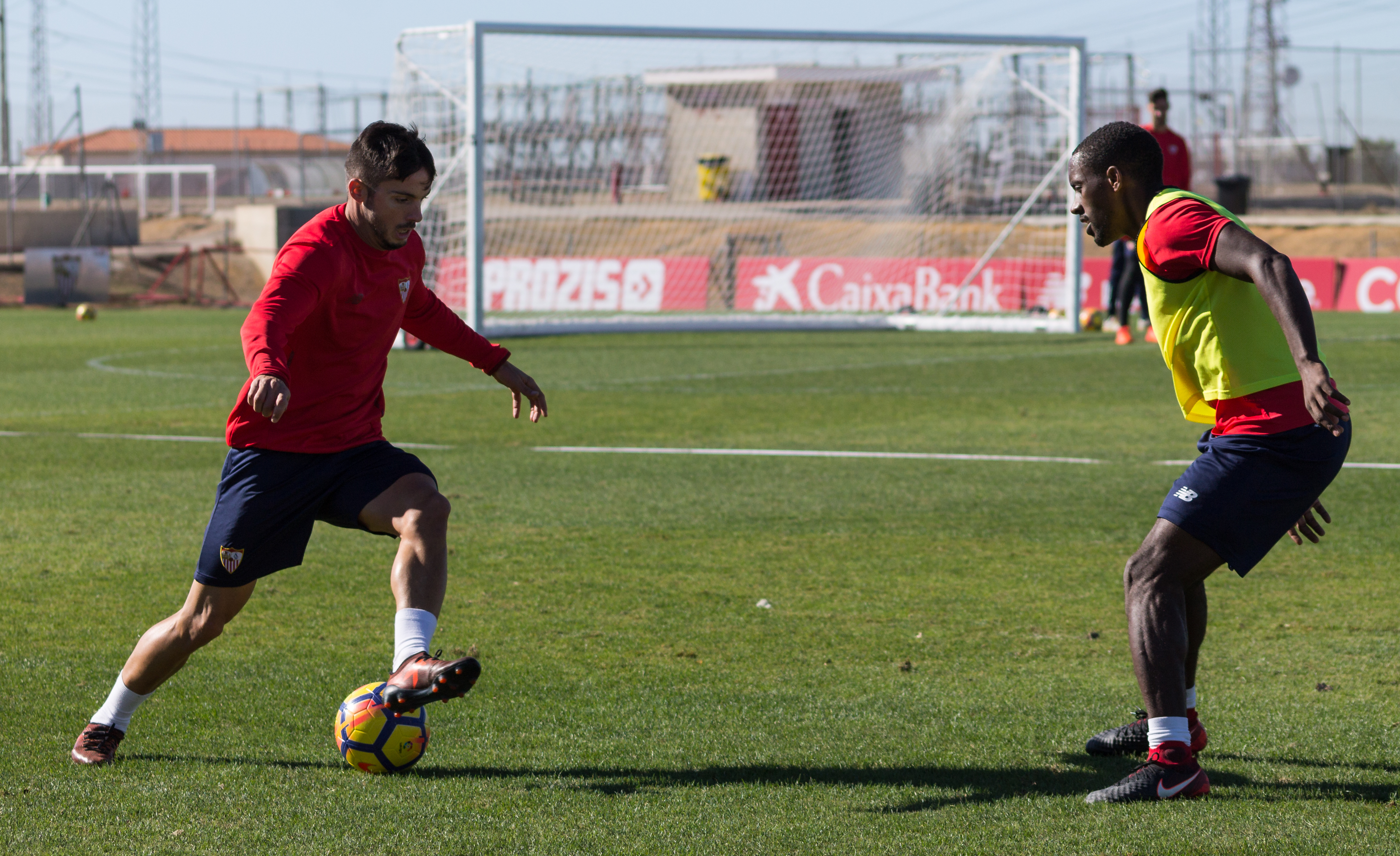 Sarabia and Carole training with Sevilla FC 