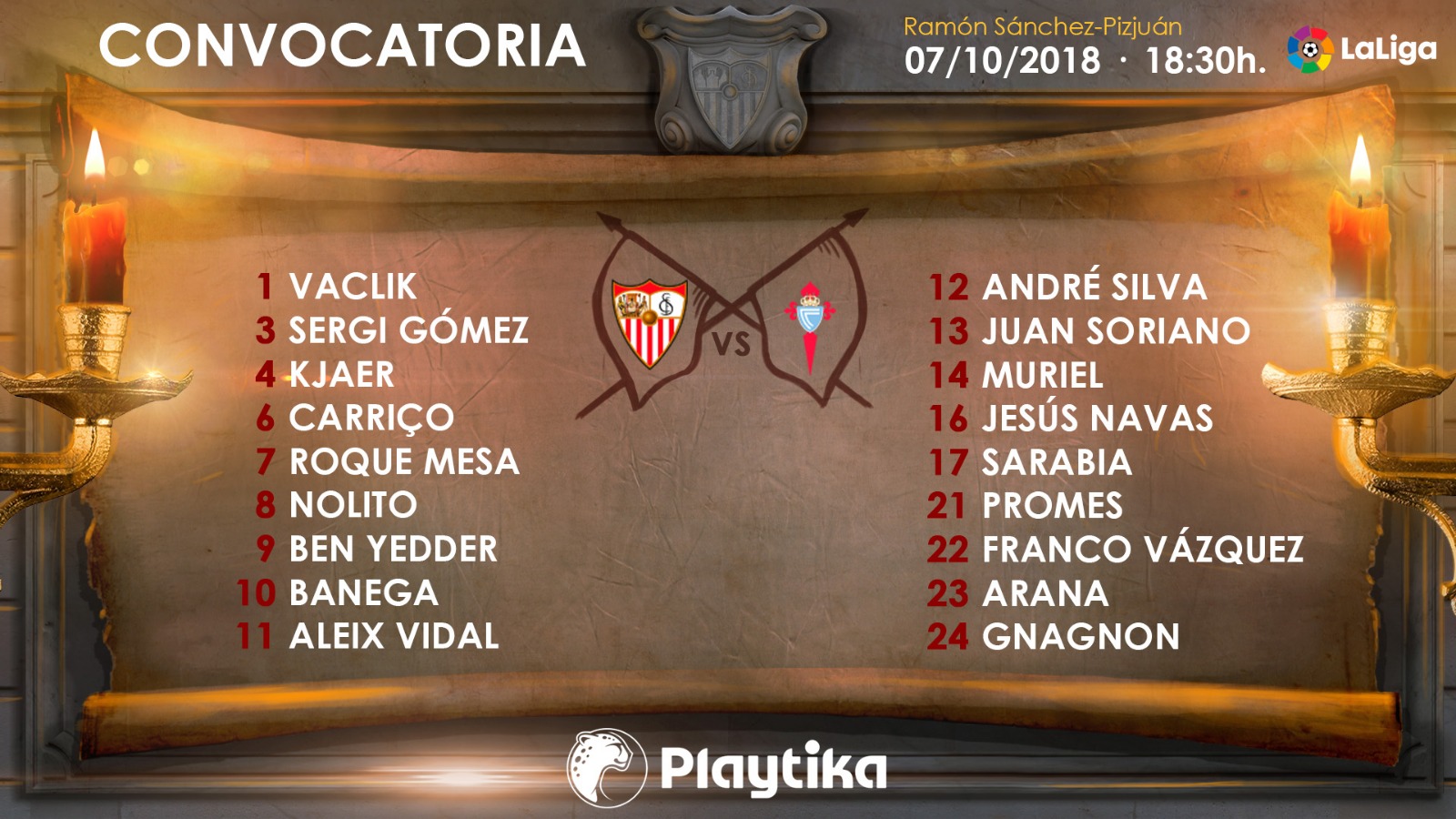 Convocatoria Sevilla FC-RC Celta