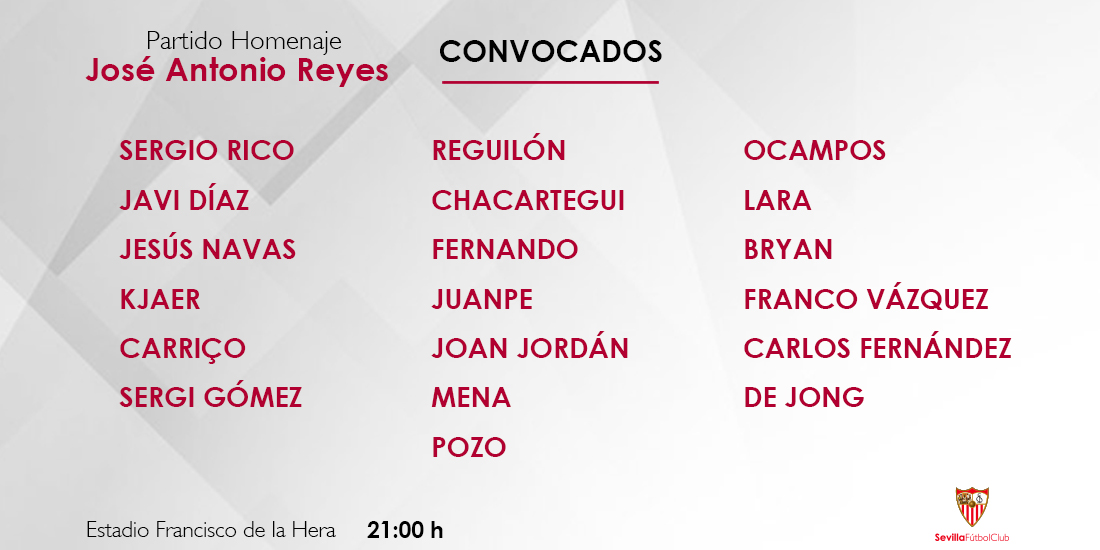 Convocados del Sevilla FC para el Homenaje a José Antonio Reyes