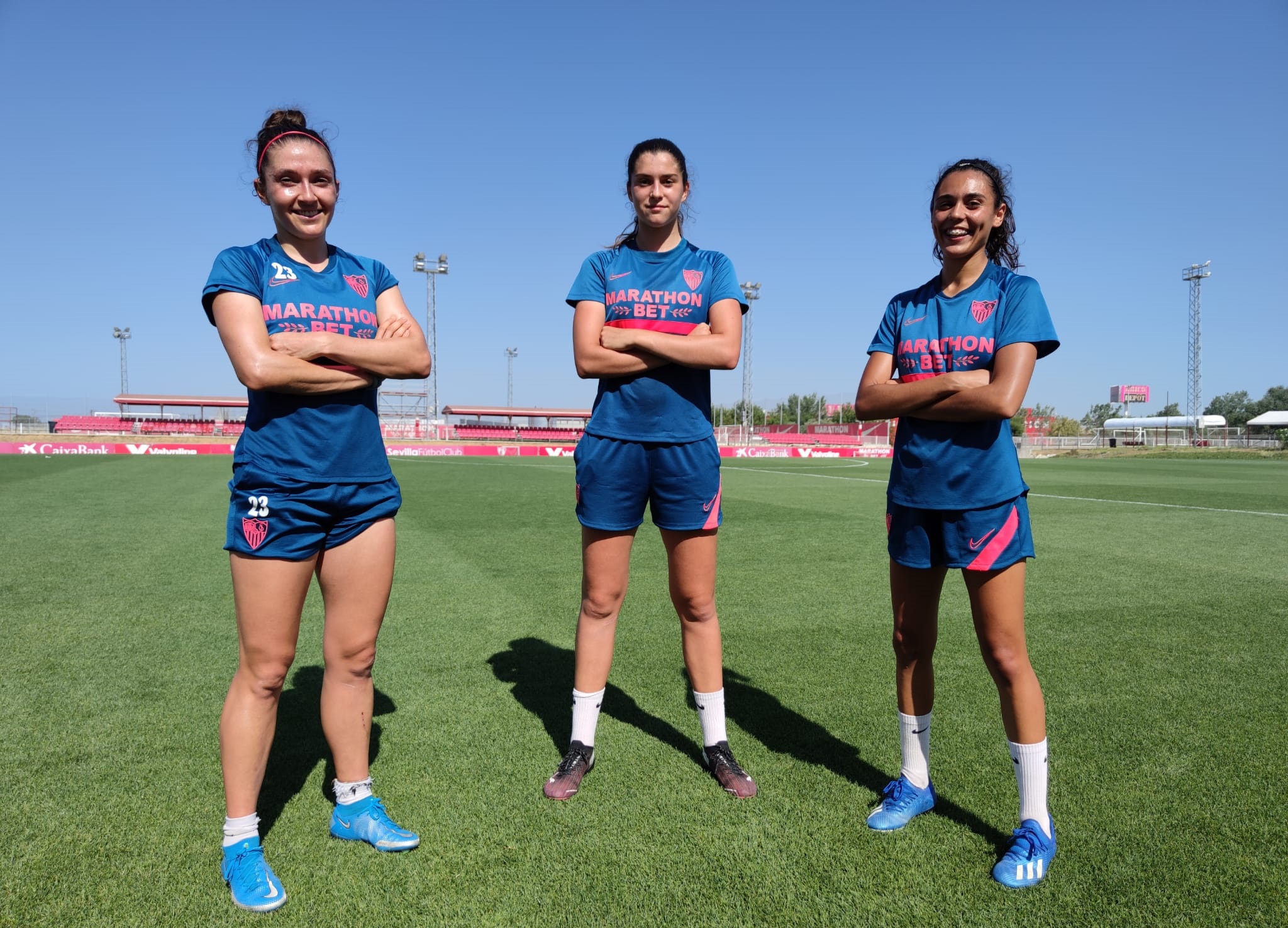 Natalia Gaitán, Nazaret Martín y Alba Herrera, Sevilla FC Femenino