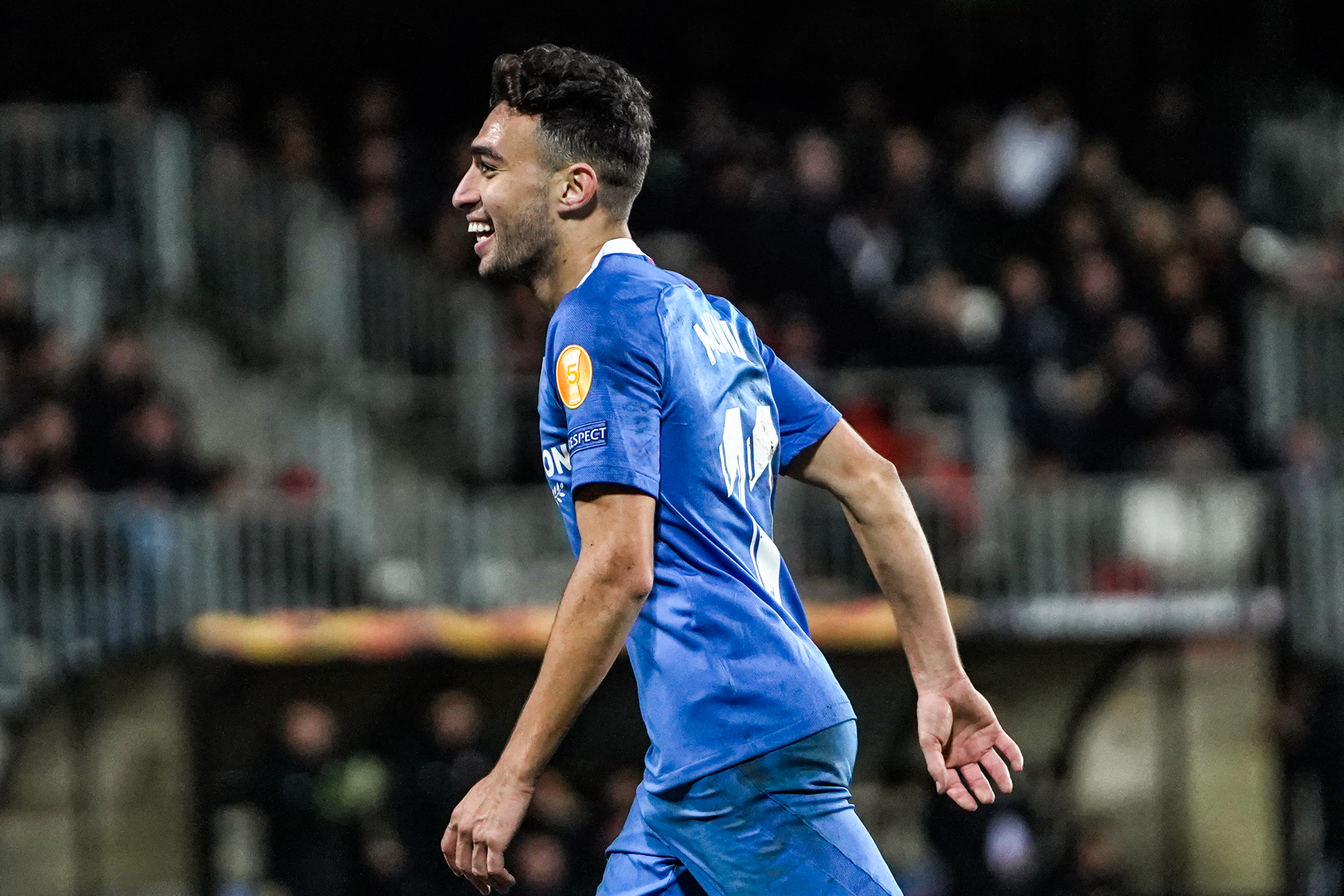 Munir celebra un gol en Luxemburgo frente al Dudelange