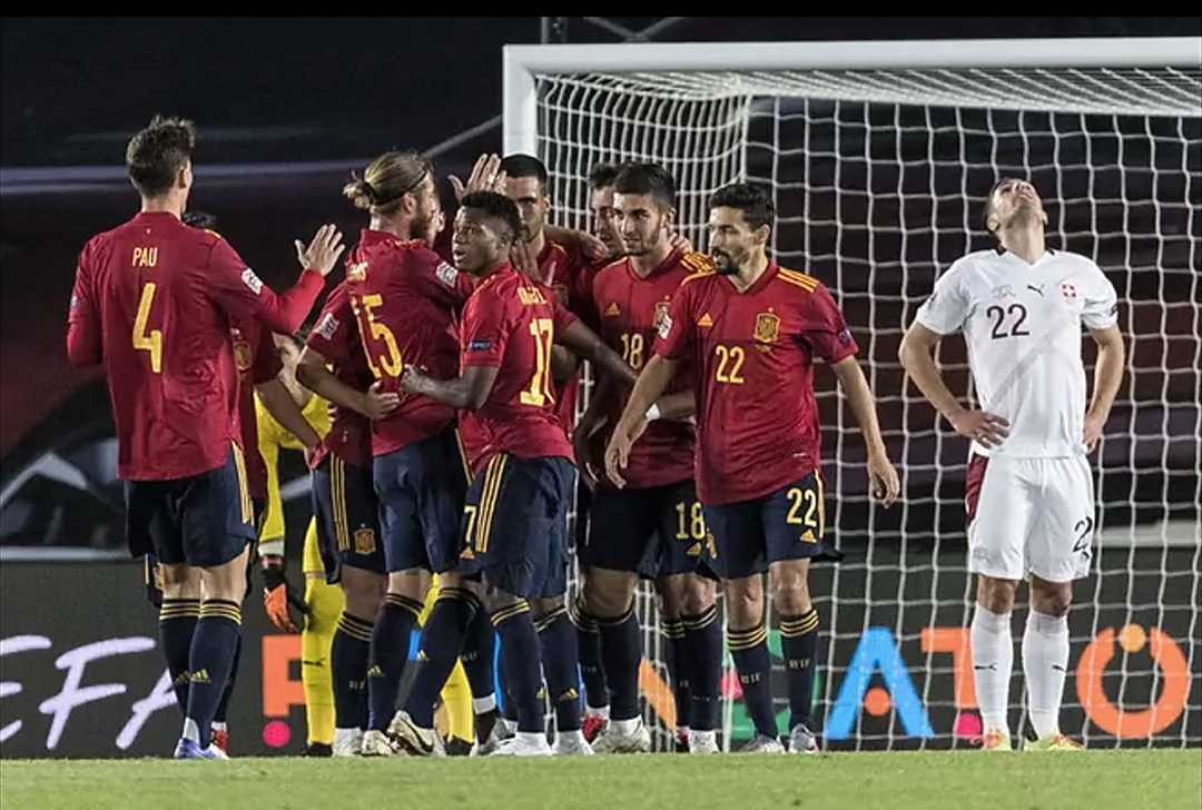 Navas celebra el gol de España ante Suiza 