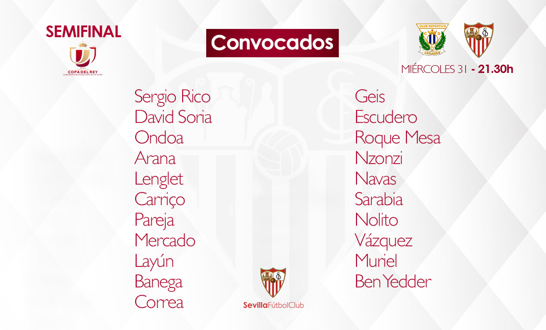 Lista de convocados del Sevilla FC para Leganés