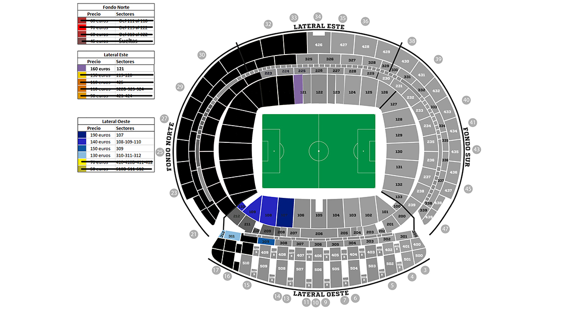 Mapa del Estadio Wanda Metropolitano