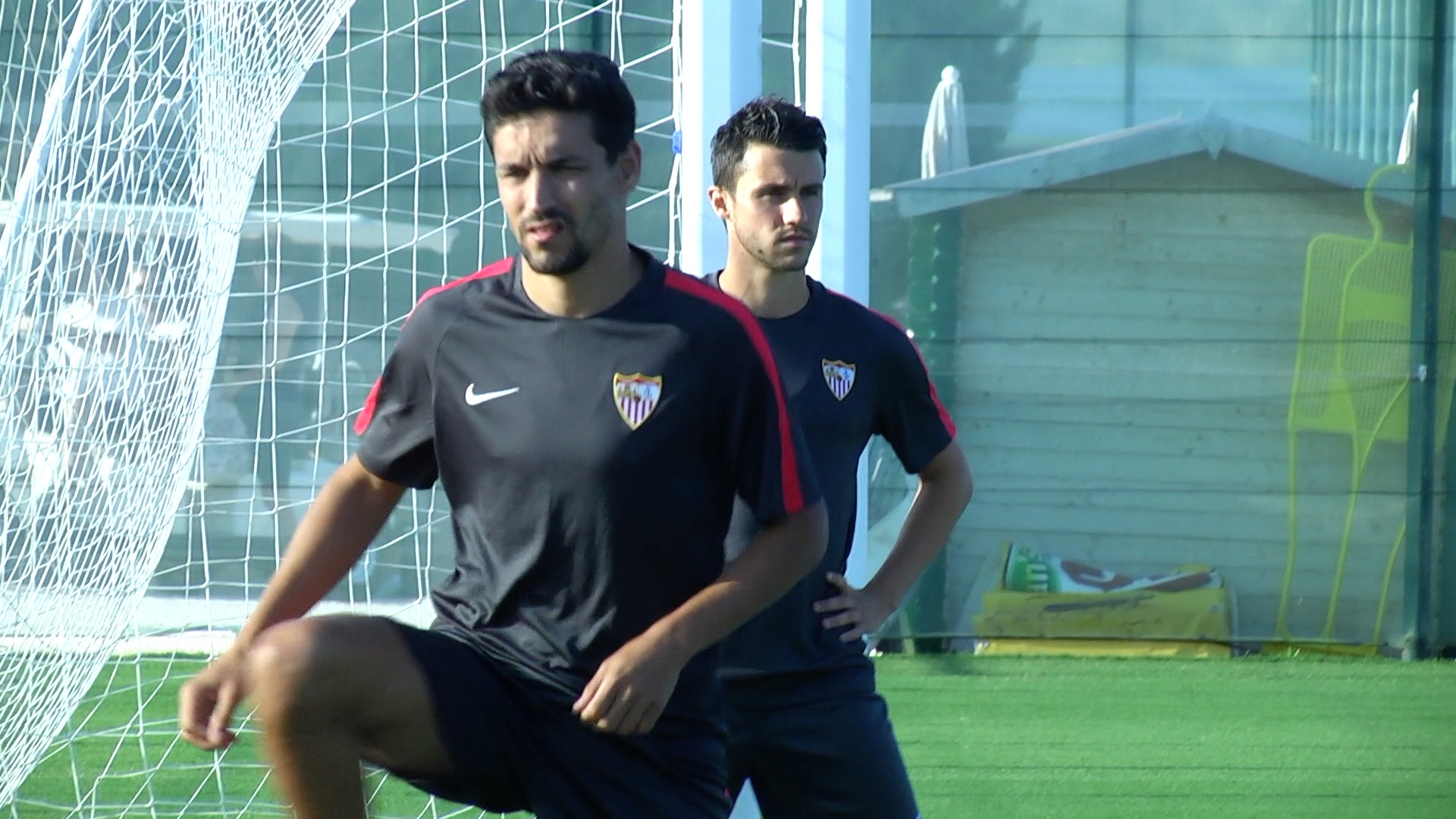 Jesús Navas, en un entrenamiento del Sevilla FC
