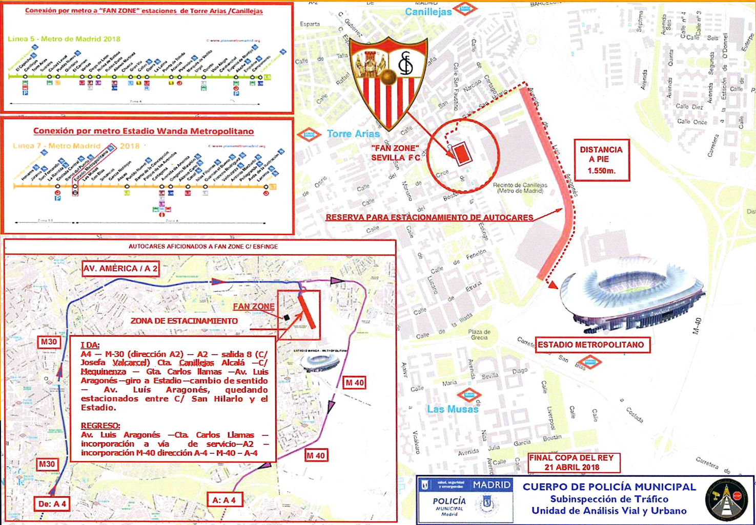 Mapa fan zone Sevilla FC en Wanda Metropolitano