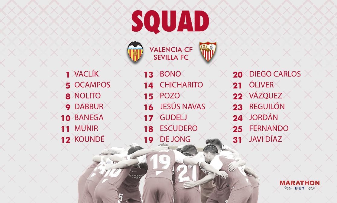 Sevilla FC squad against Valencia