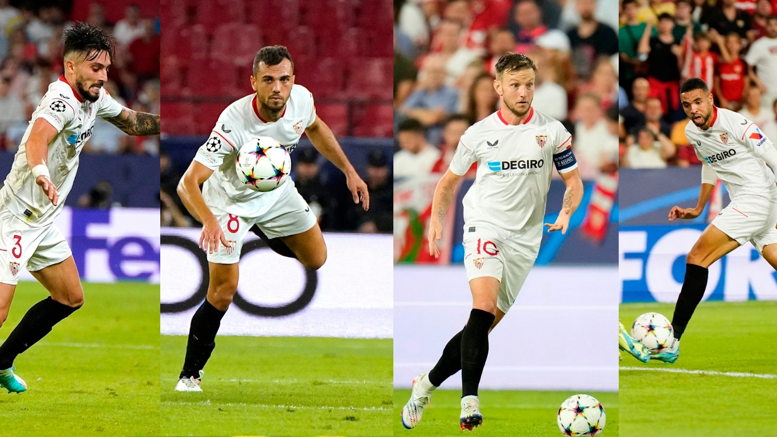 Jordán, Rakitic, Telles and En-Nesyri in action against Dortmund