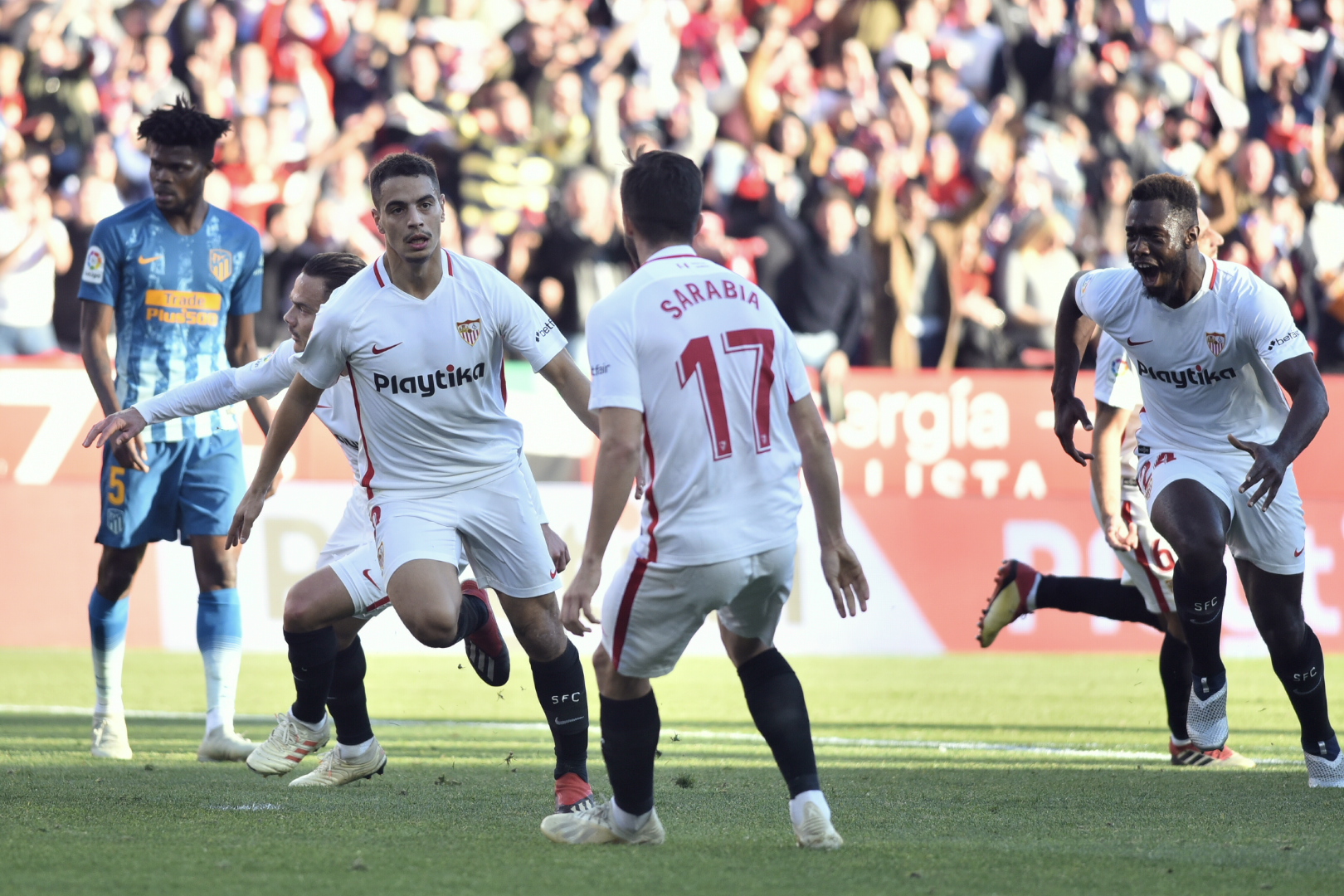 Celebración gol de Ben Yedder ante Atlético de Madrid