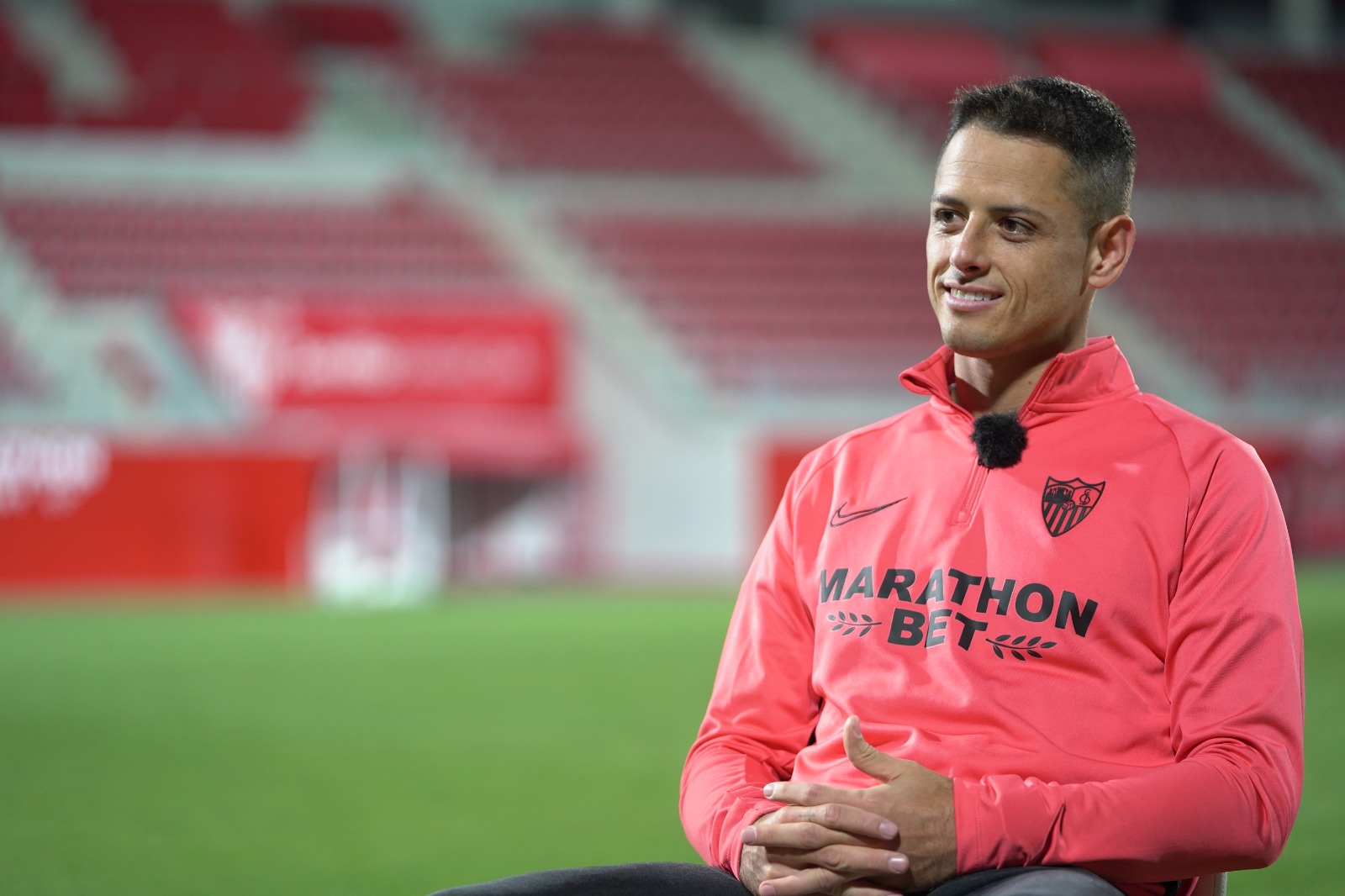 Chicharito during an interview for Sevilla FC 