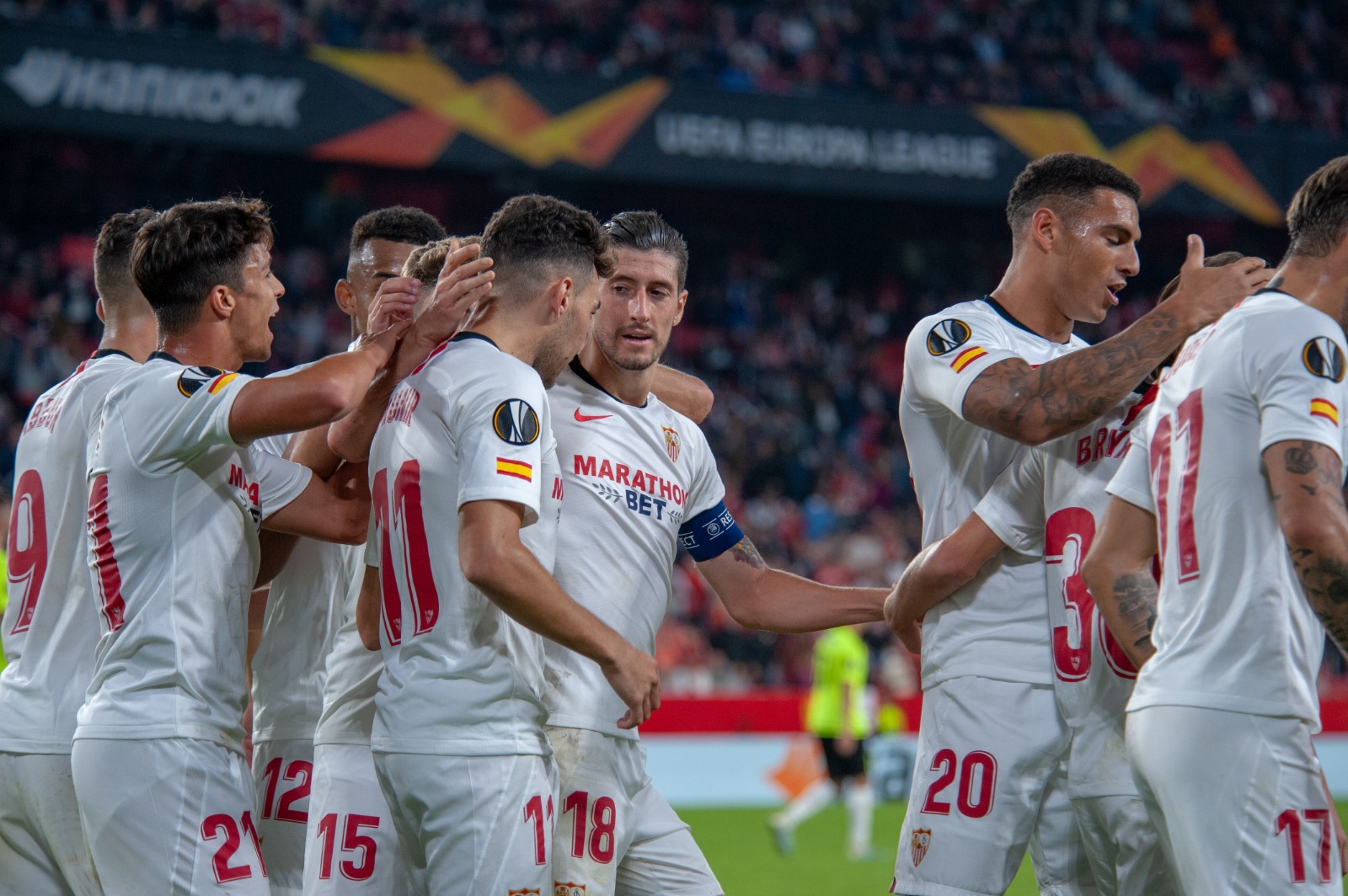 El Sevilla FC celebra uno de los tantos frente al Dudelange 