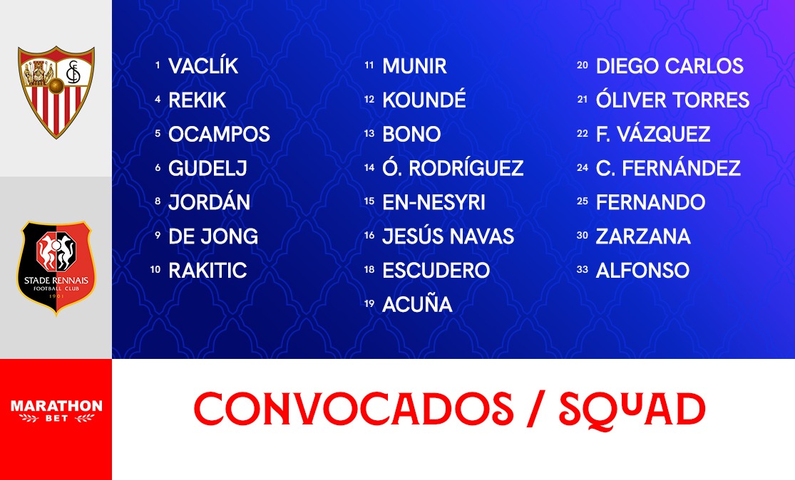 Squad to face Stade Rennais