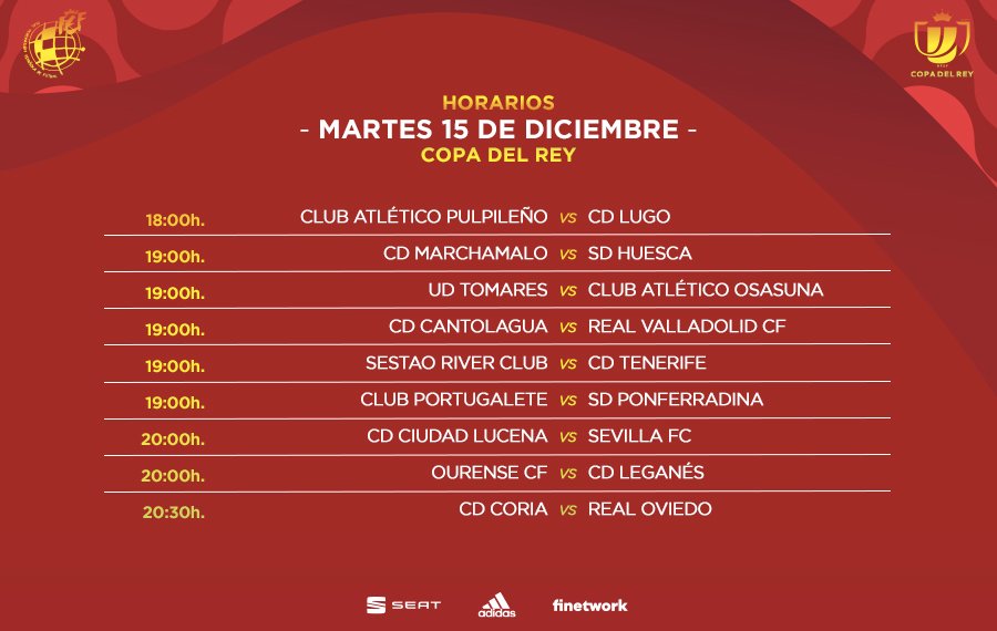 Horario del CD Ciudad de Lucena-Sevilla FC de la Copa del Rey