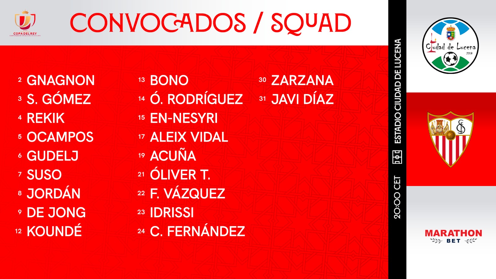 Squad for Ciudad de Lucena-Sevilla FC