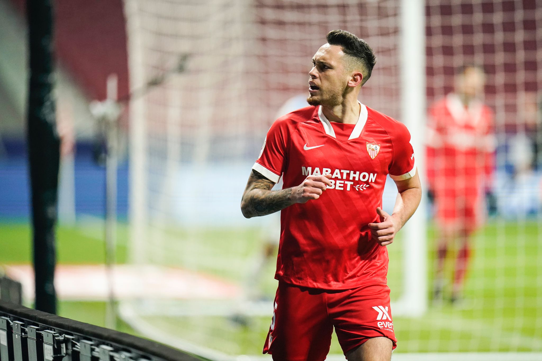 Ocampos celebrates the only goal of the game