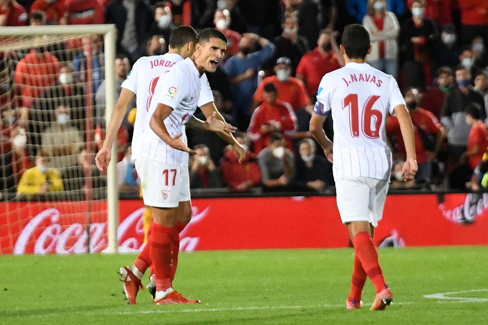 Lamela celebrates his equaliser against Mallorca