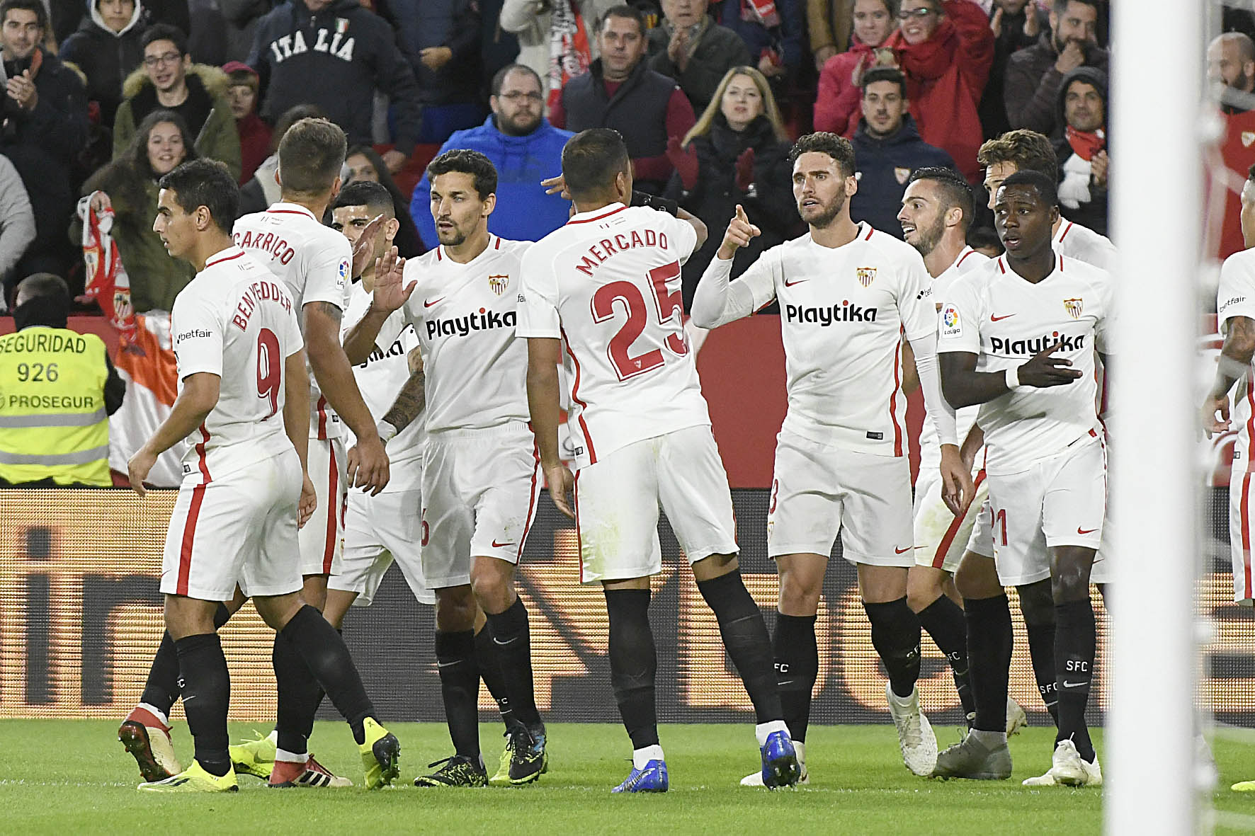 Sevilla FC celebrating a goal