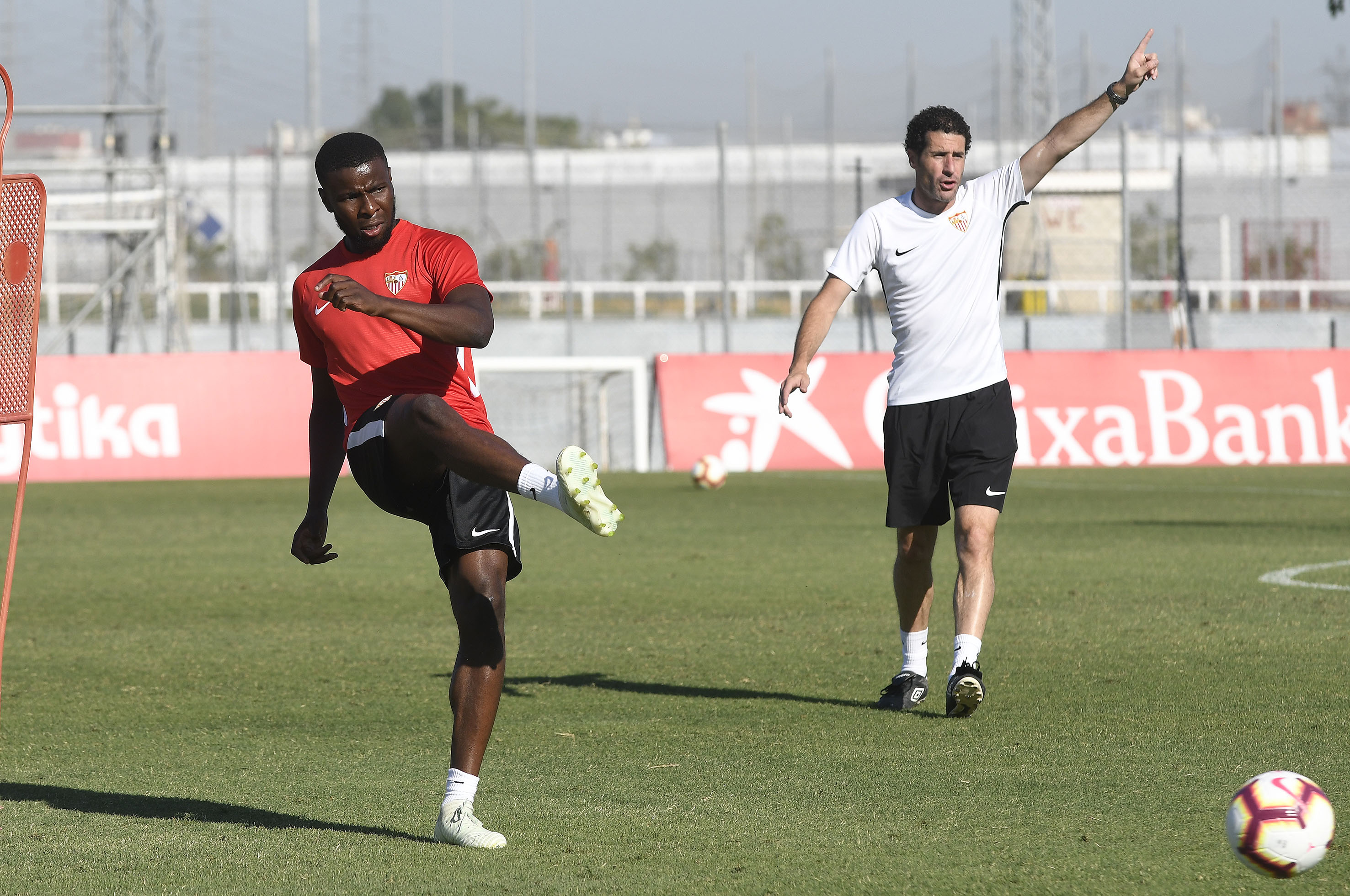 Ibrahim Amadou y Jordi Balcells durante un entrenamiento
