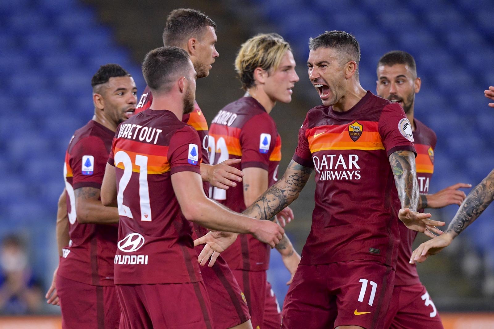 Celebración de gol AS Roma