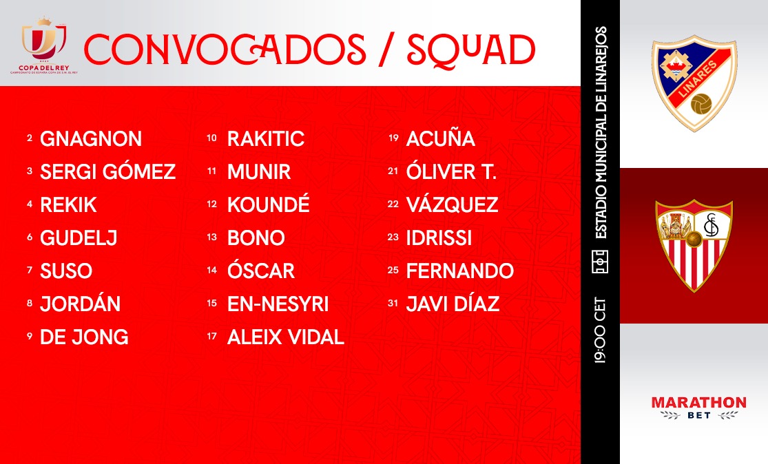 Squad for the cup match against Linares Deportivo