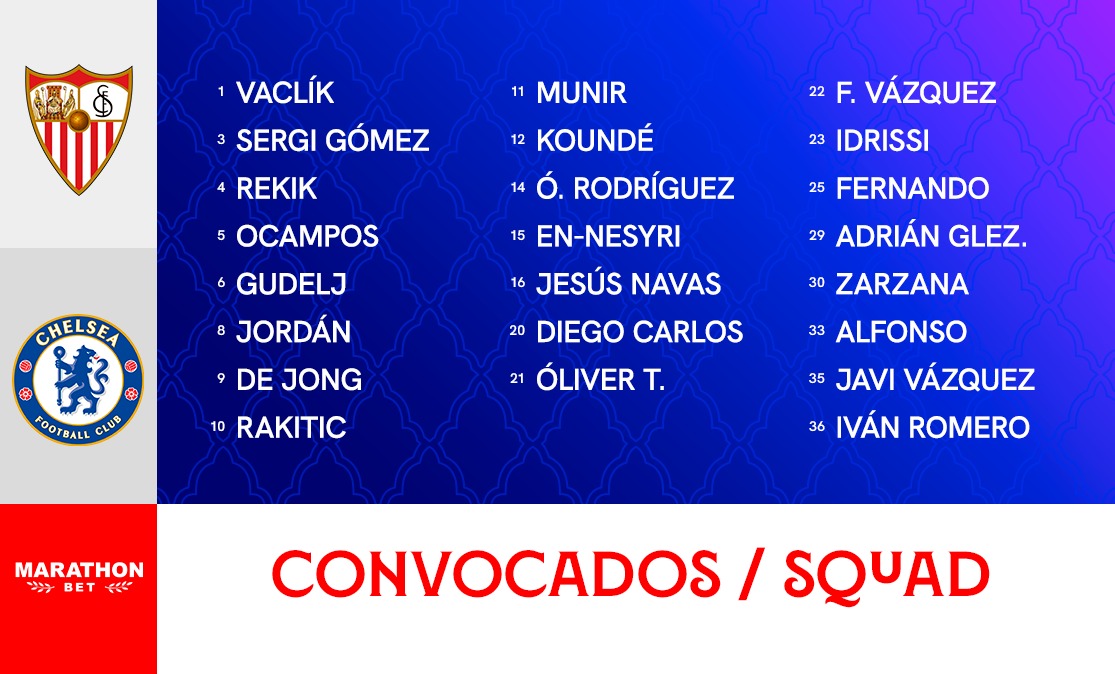 Squad Sevilla FC-Chelsea FC 