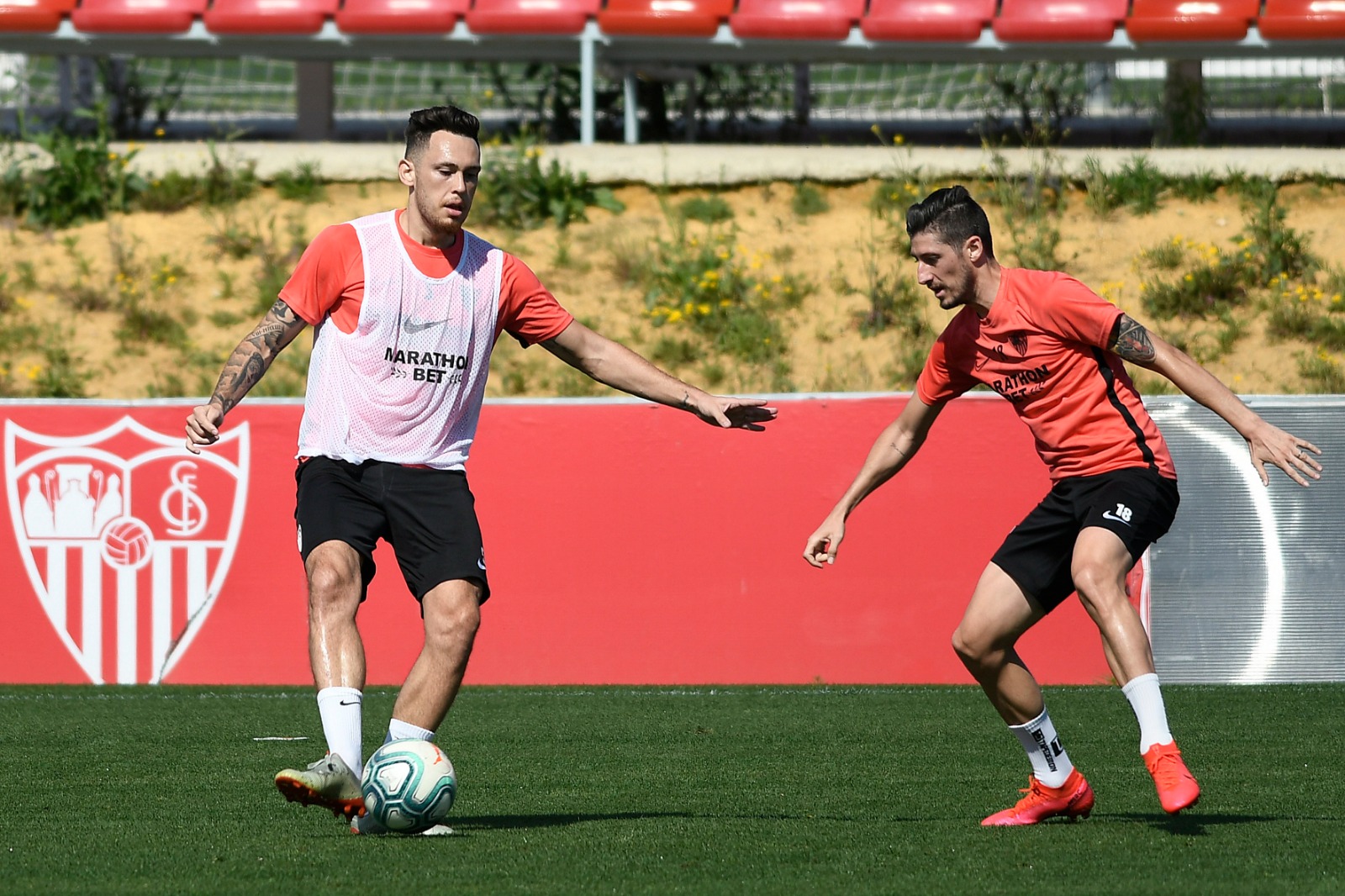 Ocampos and Escudero during training, Tuesday 19th May