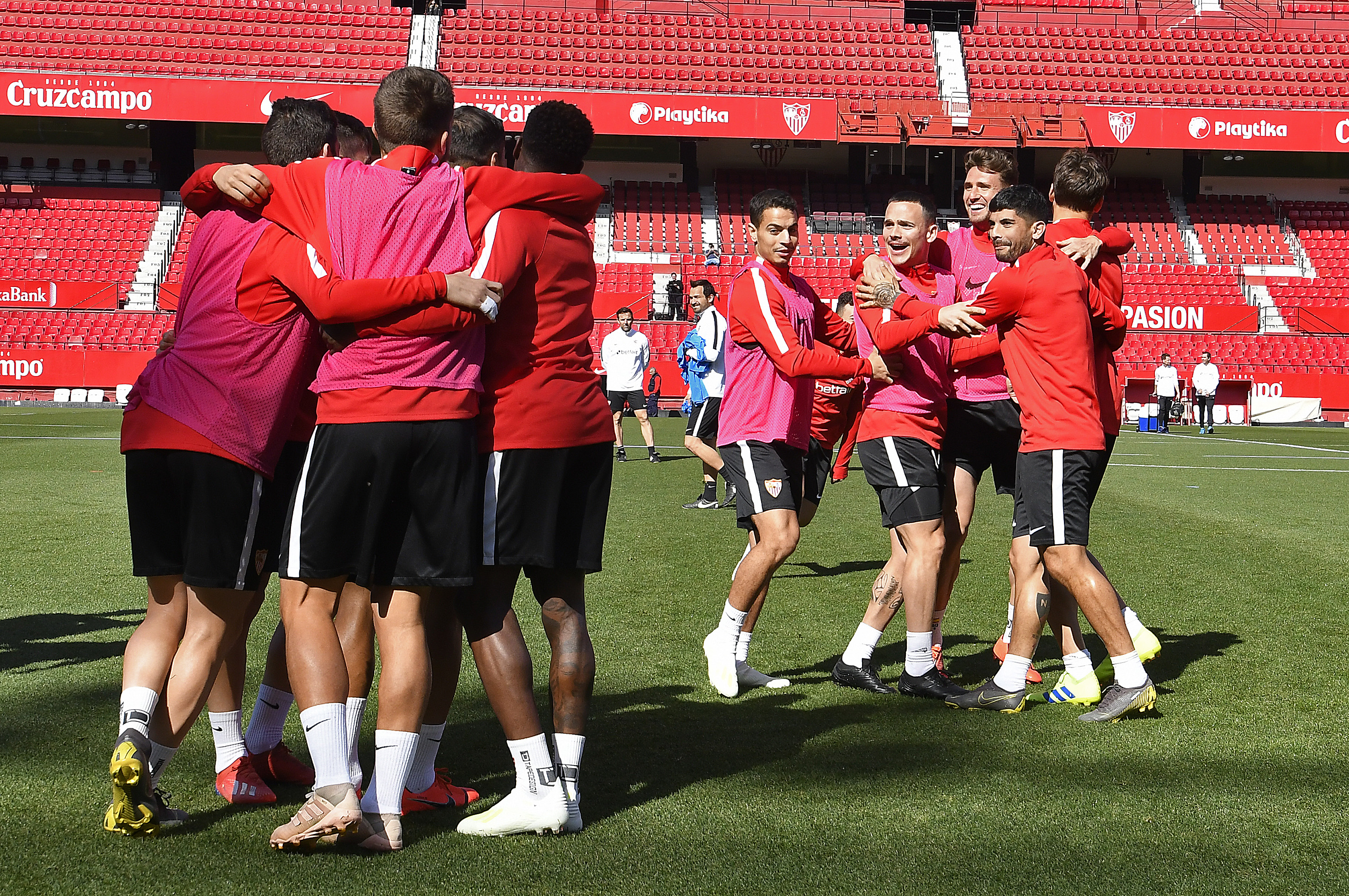 Sevilla FC training at the stadium