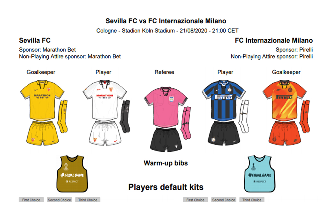 Kits for the Europa League Final Sevilla FC