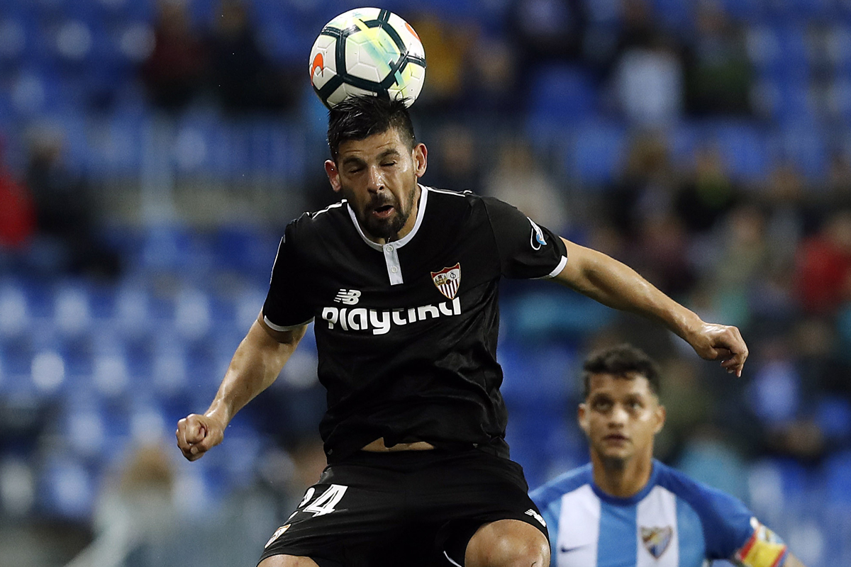 Nolito del Sevilla FC ante el Málaga CF