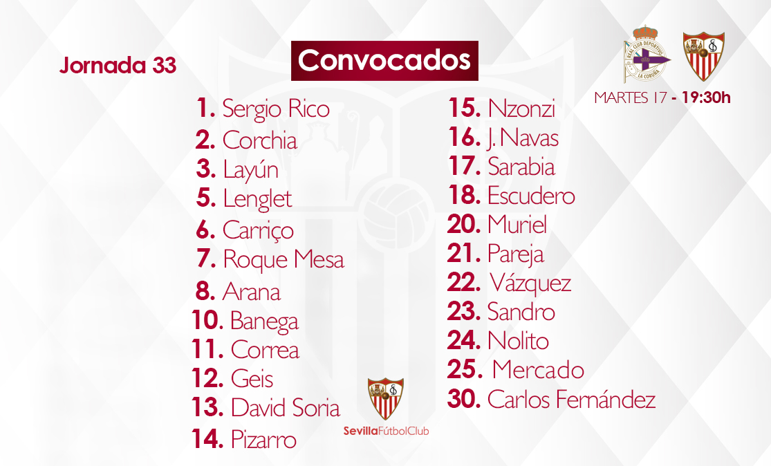 Lista para Deportivo-Sevilla FC