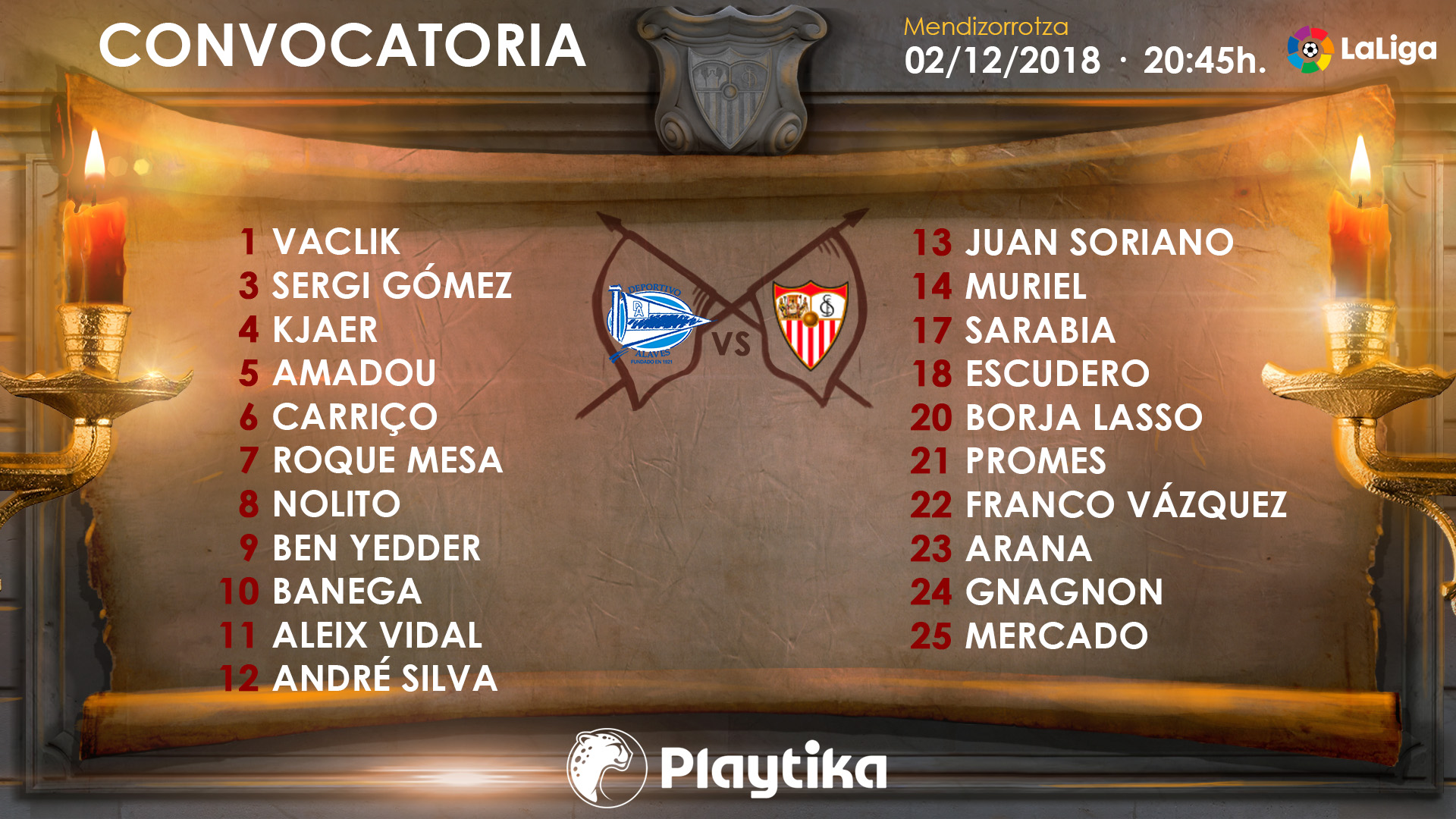 Lista de convocados del Alavés Sevilla FC