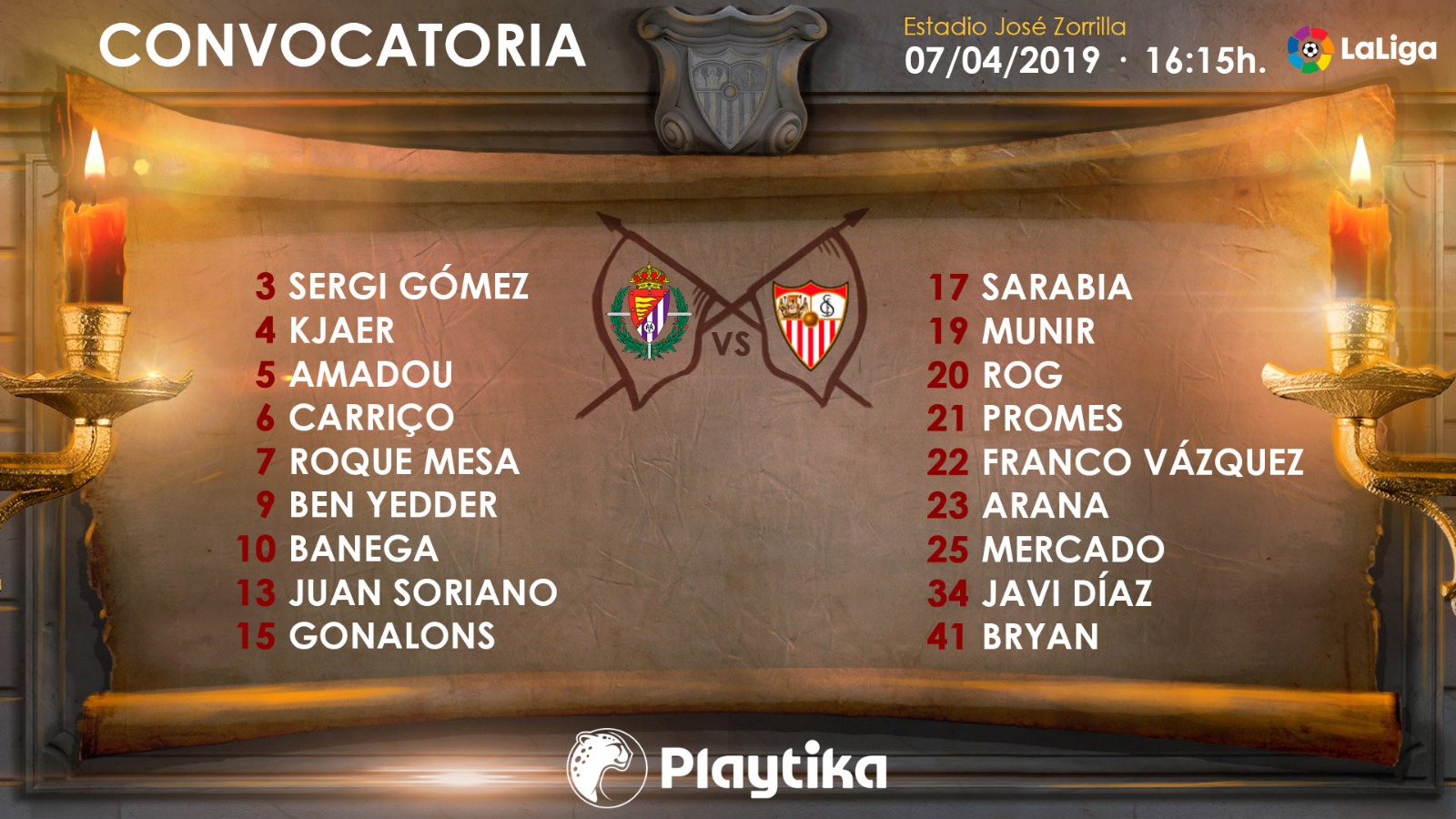 Lista de 18 para Valladolid