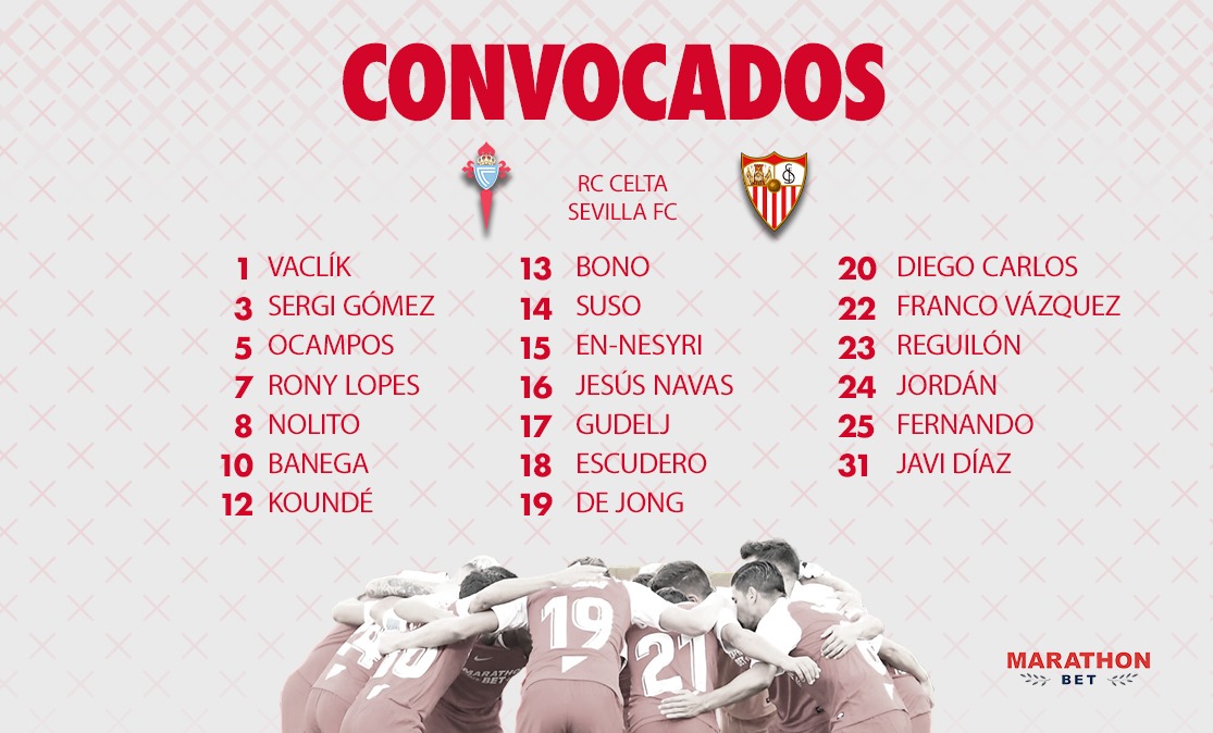 Lista de convocados del Sevilla FC ante el RC Celta