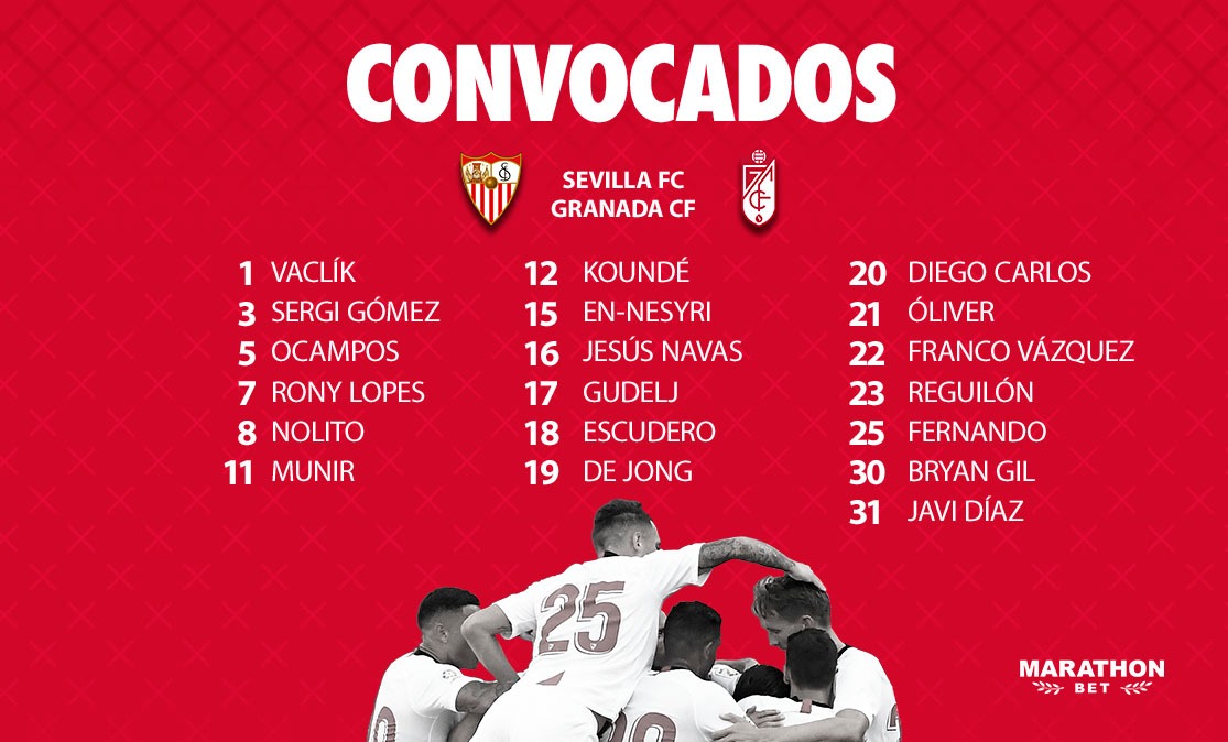 Lista de convocados del Sevilla FC ante el Granada CF