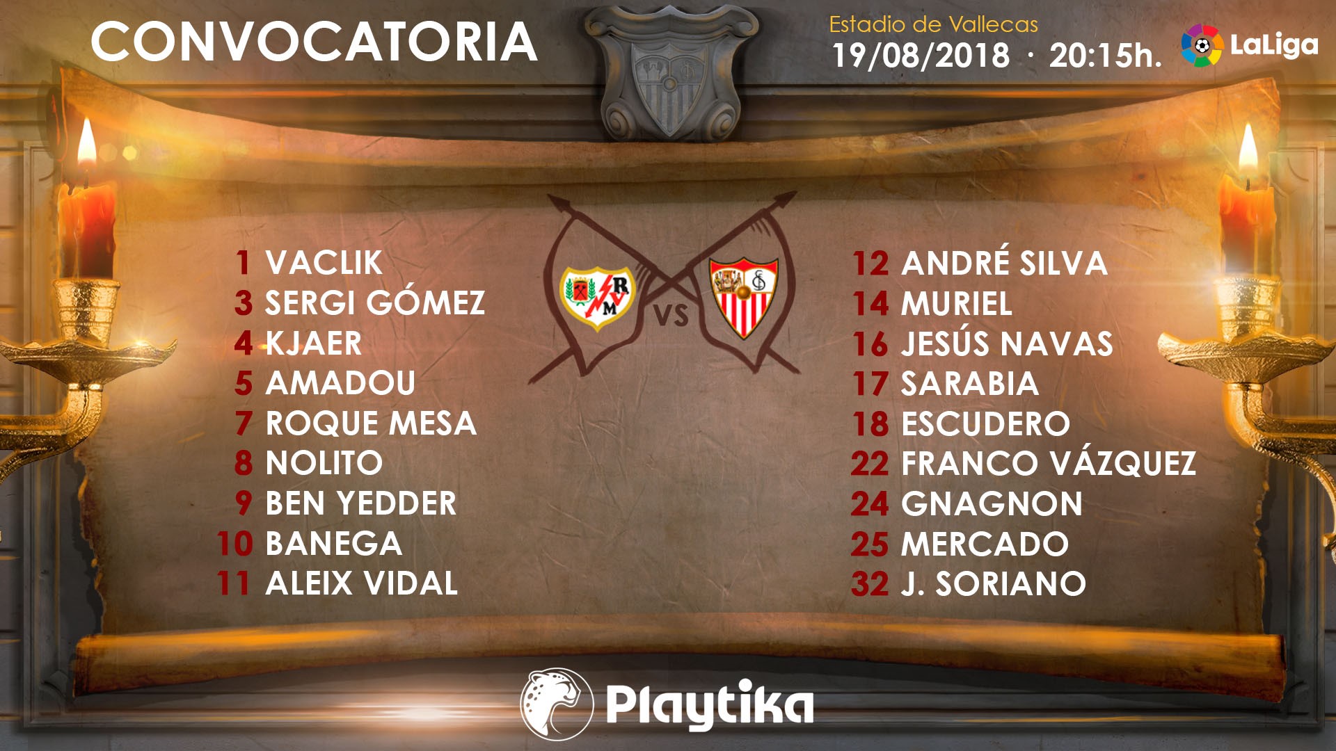 Convocatoria para el Rayo Vallecano-Sevilla FC 