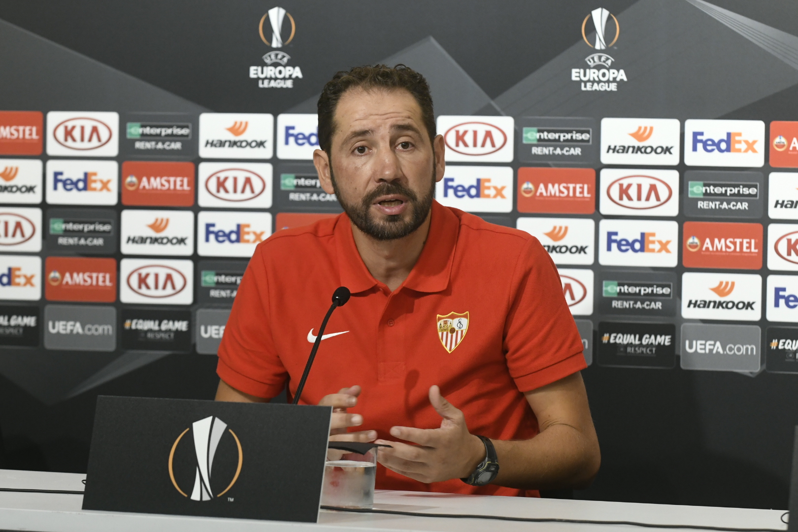 Pablo Machín in the press conference for the Europa League