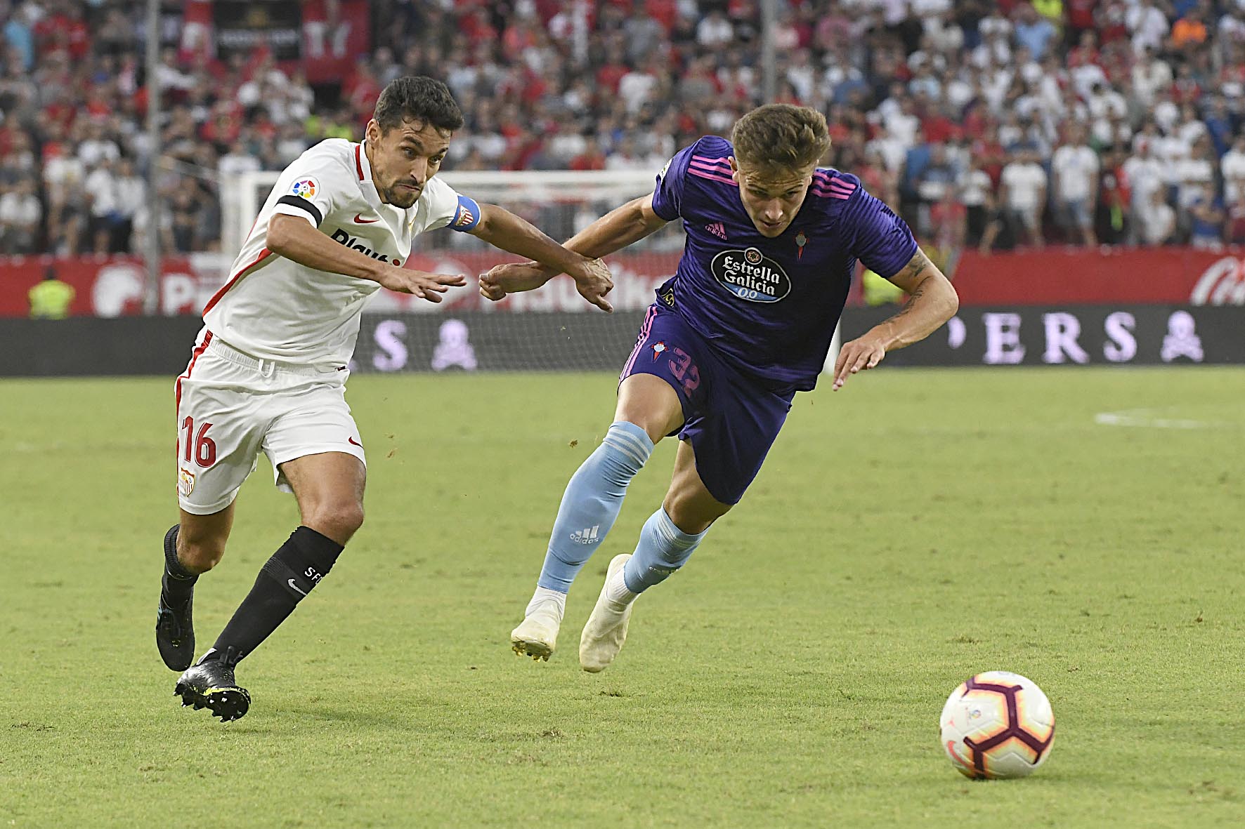 Sevilla FC's Jesús Navas against RC Celta de Vigo
