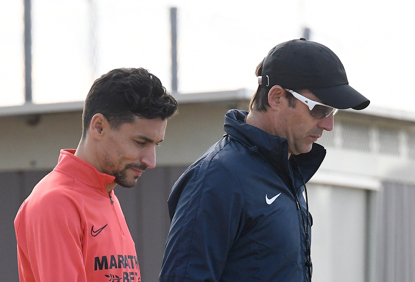 Jesús Navas alongside Lopetegui during training