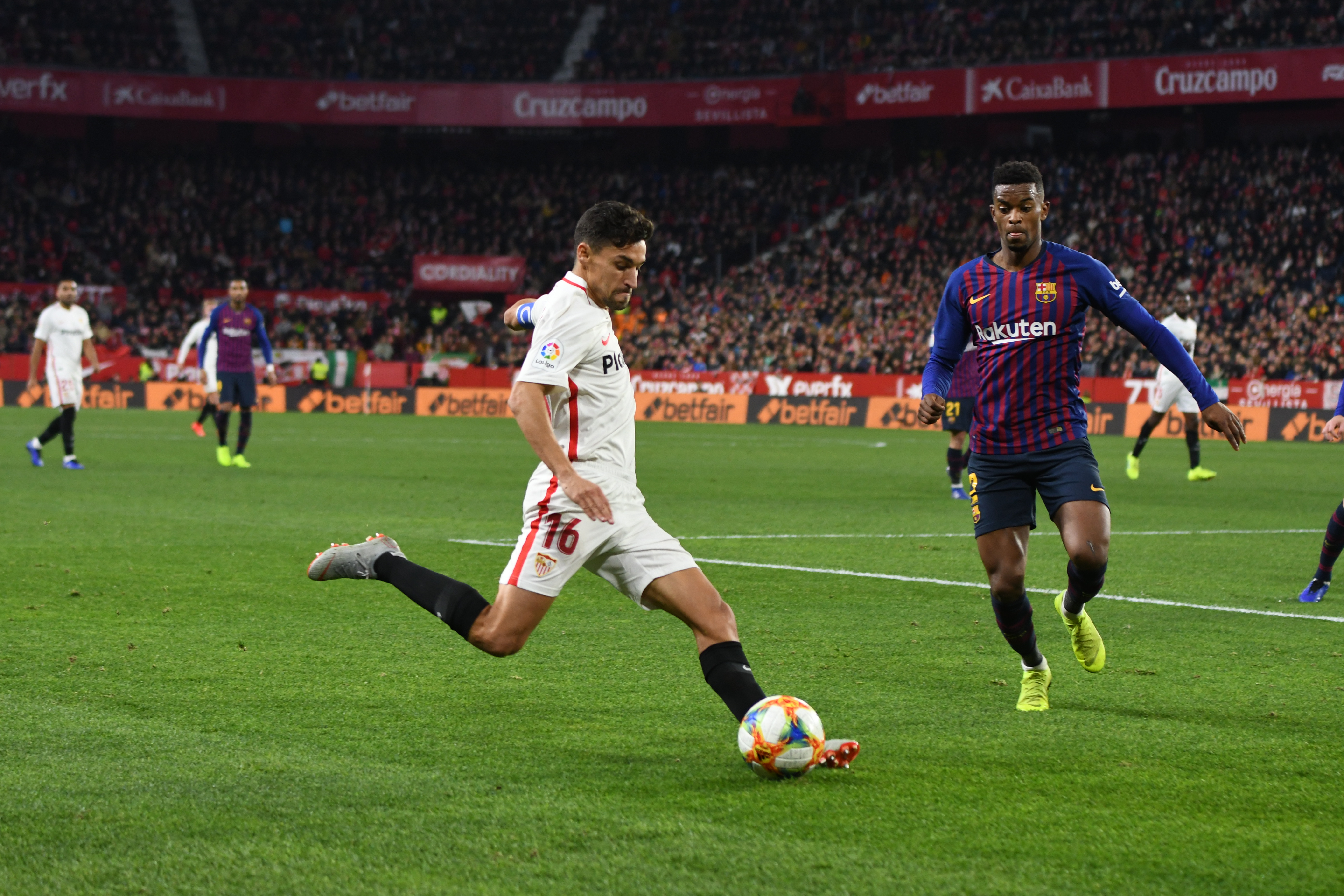 Navas of Sevilla FC against Barcelona