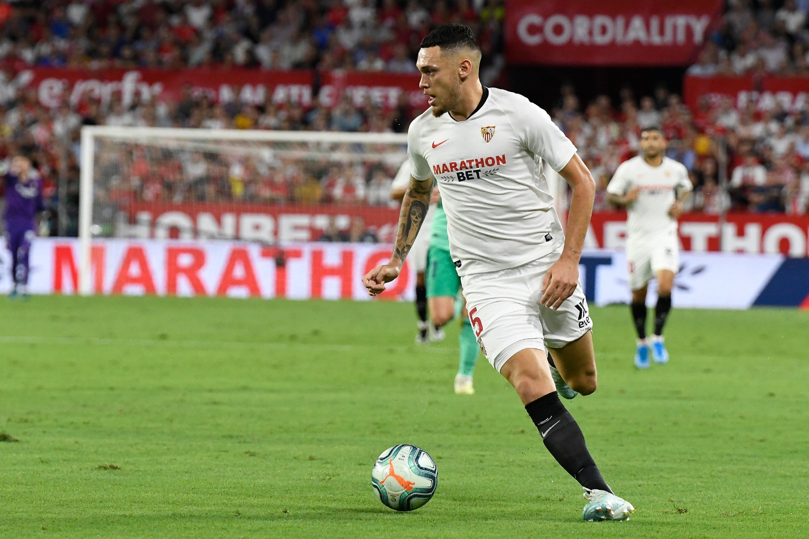 Ocampos during the match against Real Madrid 