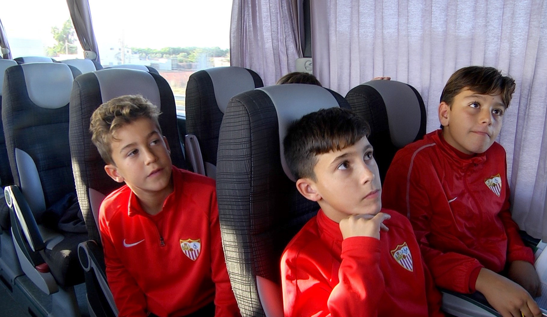 Los canteranos del Sevilla FC durante la ruta de Jerez-Ciudad deportiva