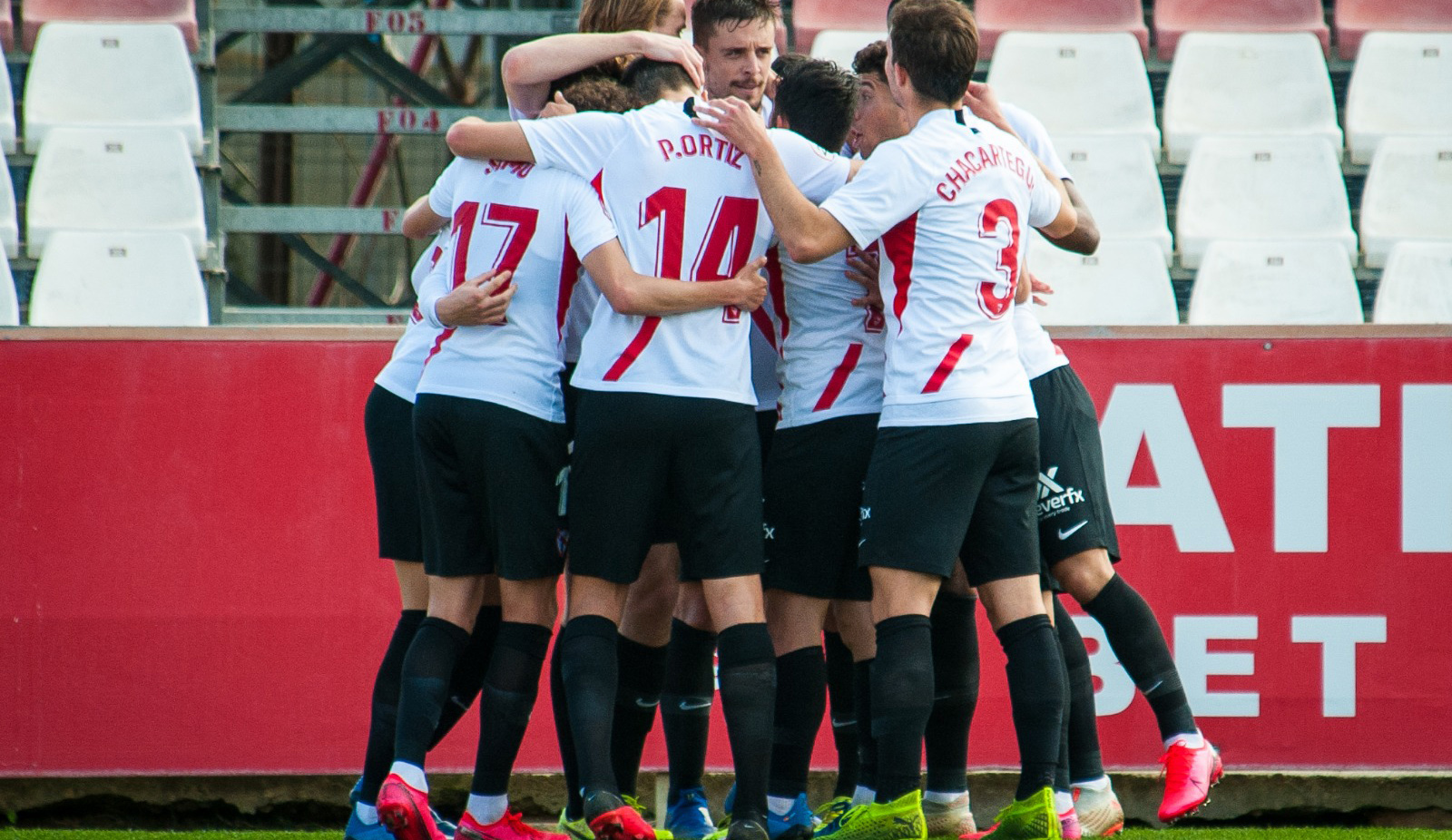 El Sevilla Atlético celebra un gol en esta pretemporada